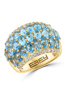 Effy Gold Plated Over Sterling Silver Blue Topaz Zircon Ring, 7