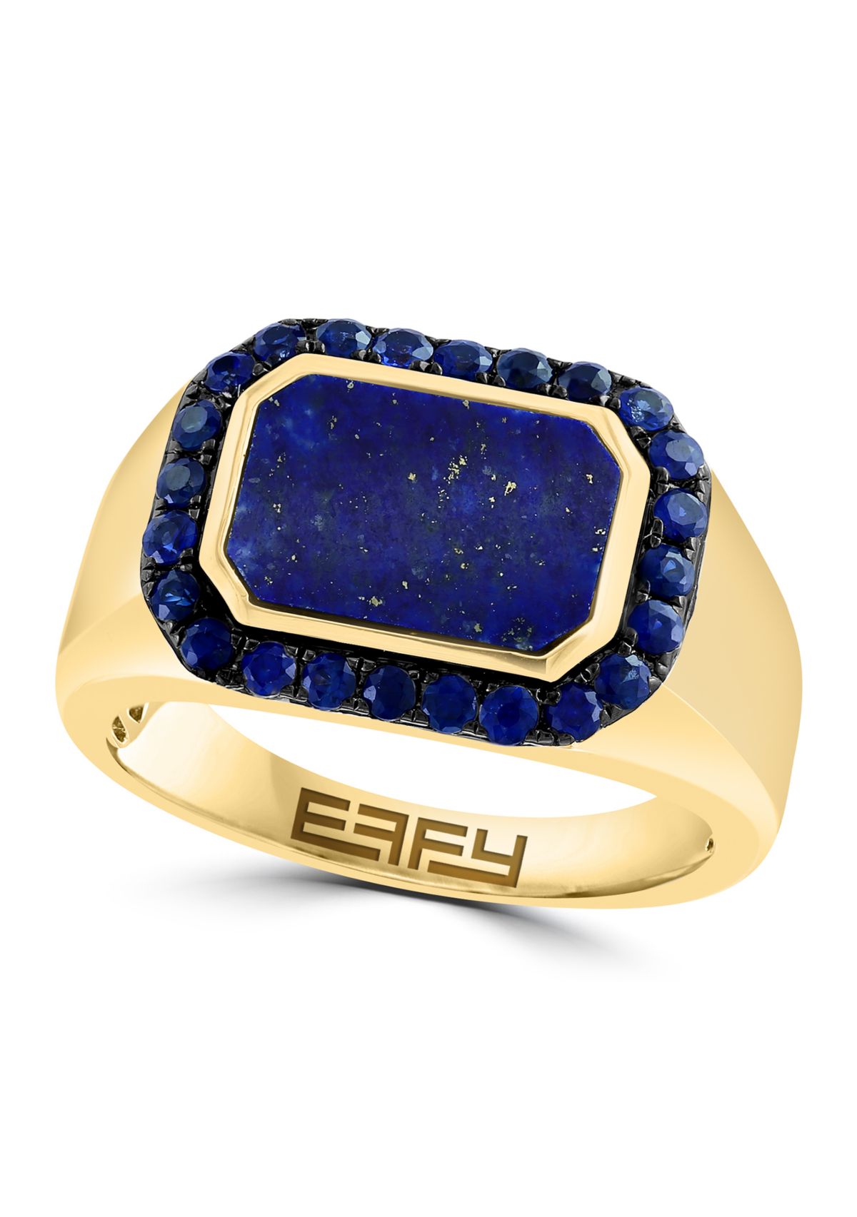 Mens Lapis Lazuli Sapphire Ring in Gold over Sterling Silver