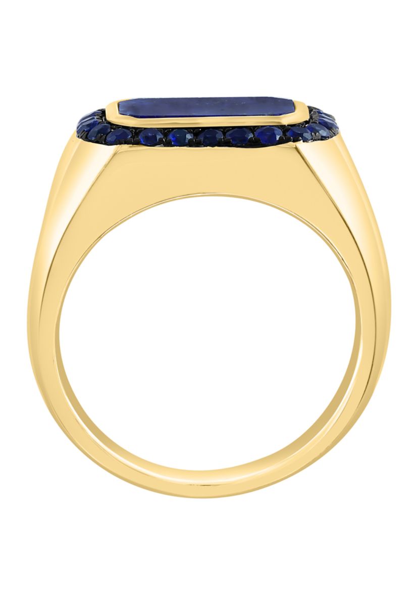 Mens Lapis Lazuli Sapphire Ring in Gold over Sterling Silver