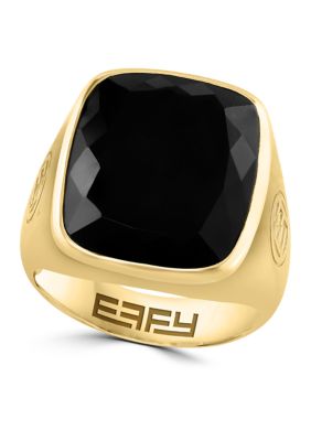 Effy Men's Onyx Ring In 14K Gold Over Sterling Silver, Yellow, 10 -  0617892851506