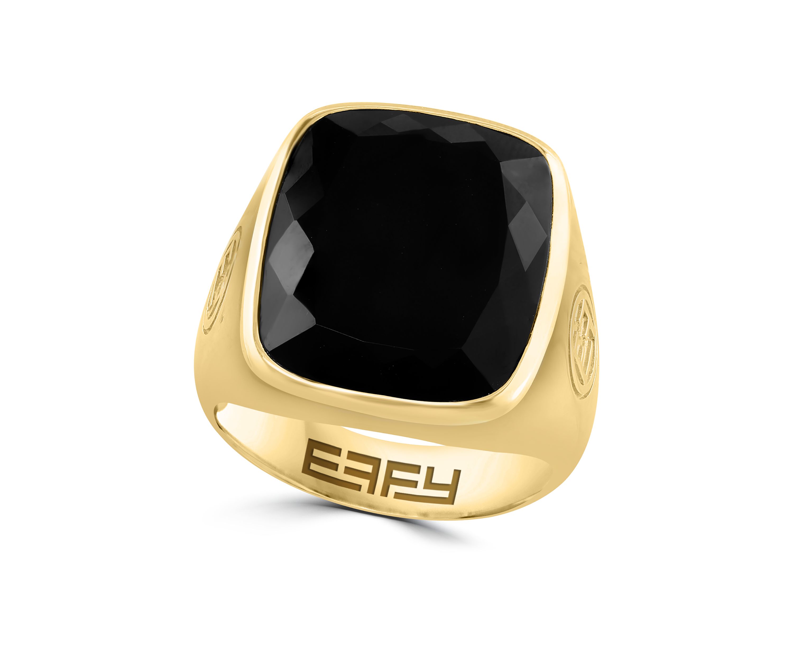 Mens Onyx Ring in 14K Gold Over Sterling Silver