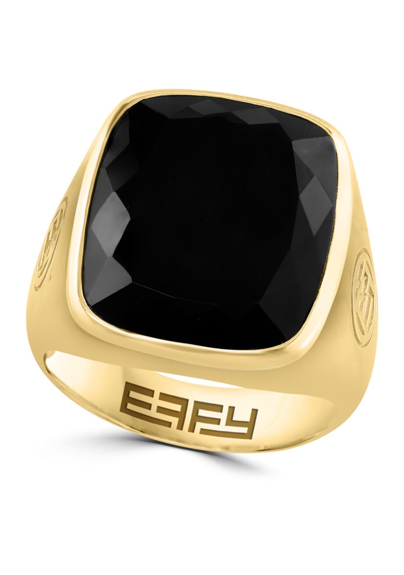 Mens Onyx Ring in 14K Gold Over Sterling Silver