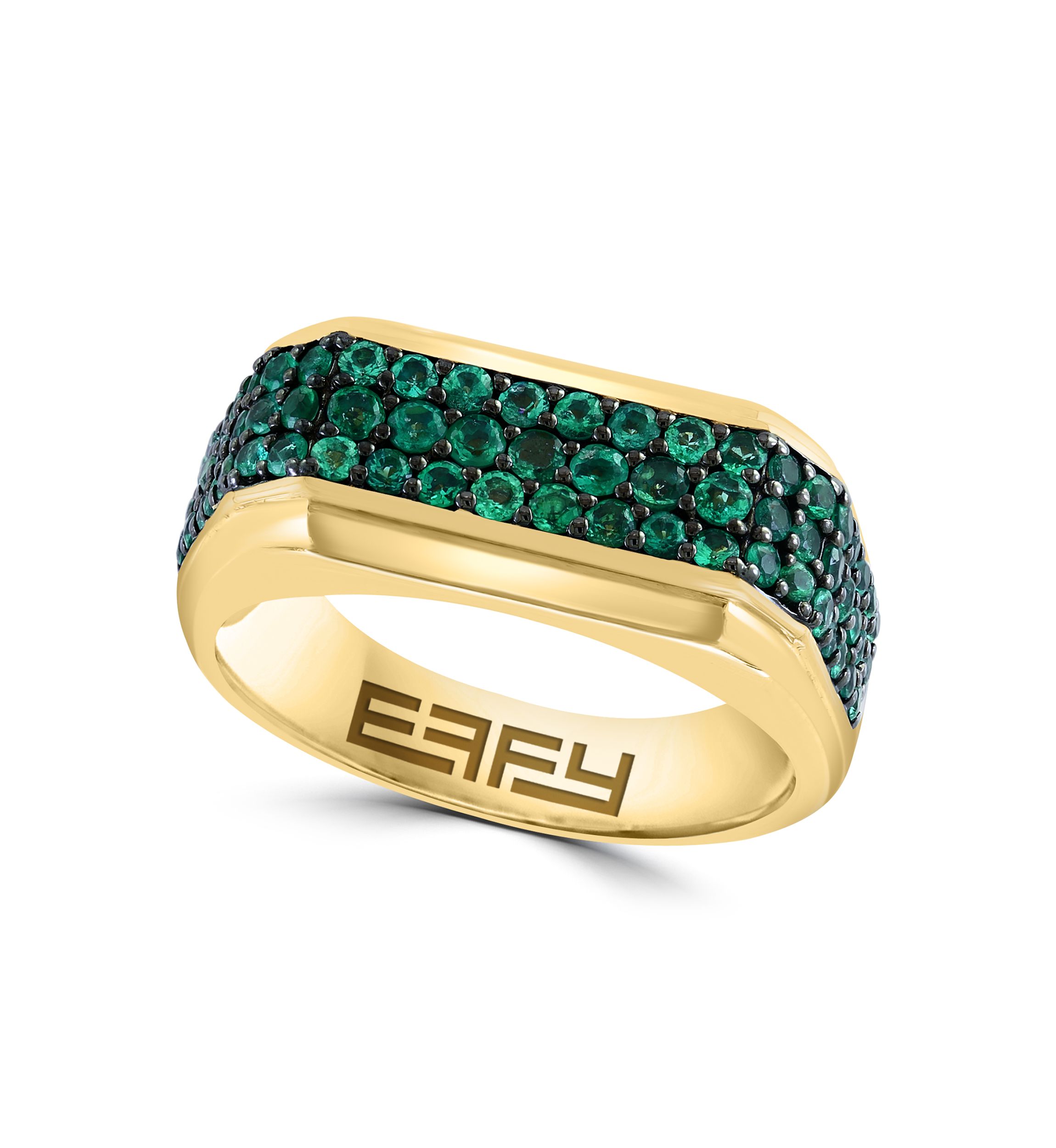 Mens Emerald Ring Gold over Sterling Silver