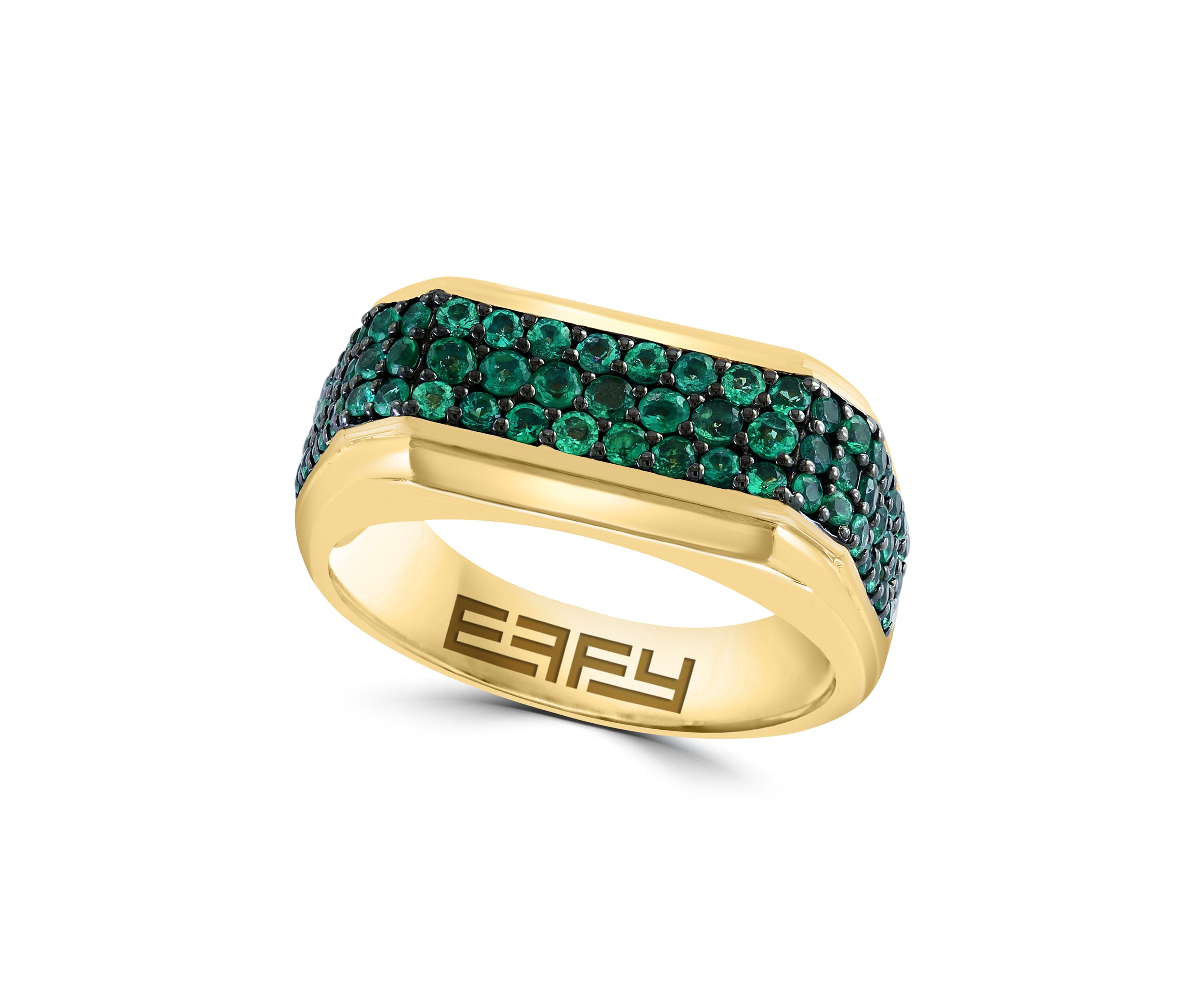 Mens Emerald Ring Gold over Sterling Silver