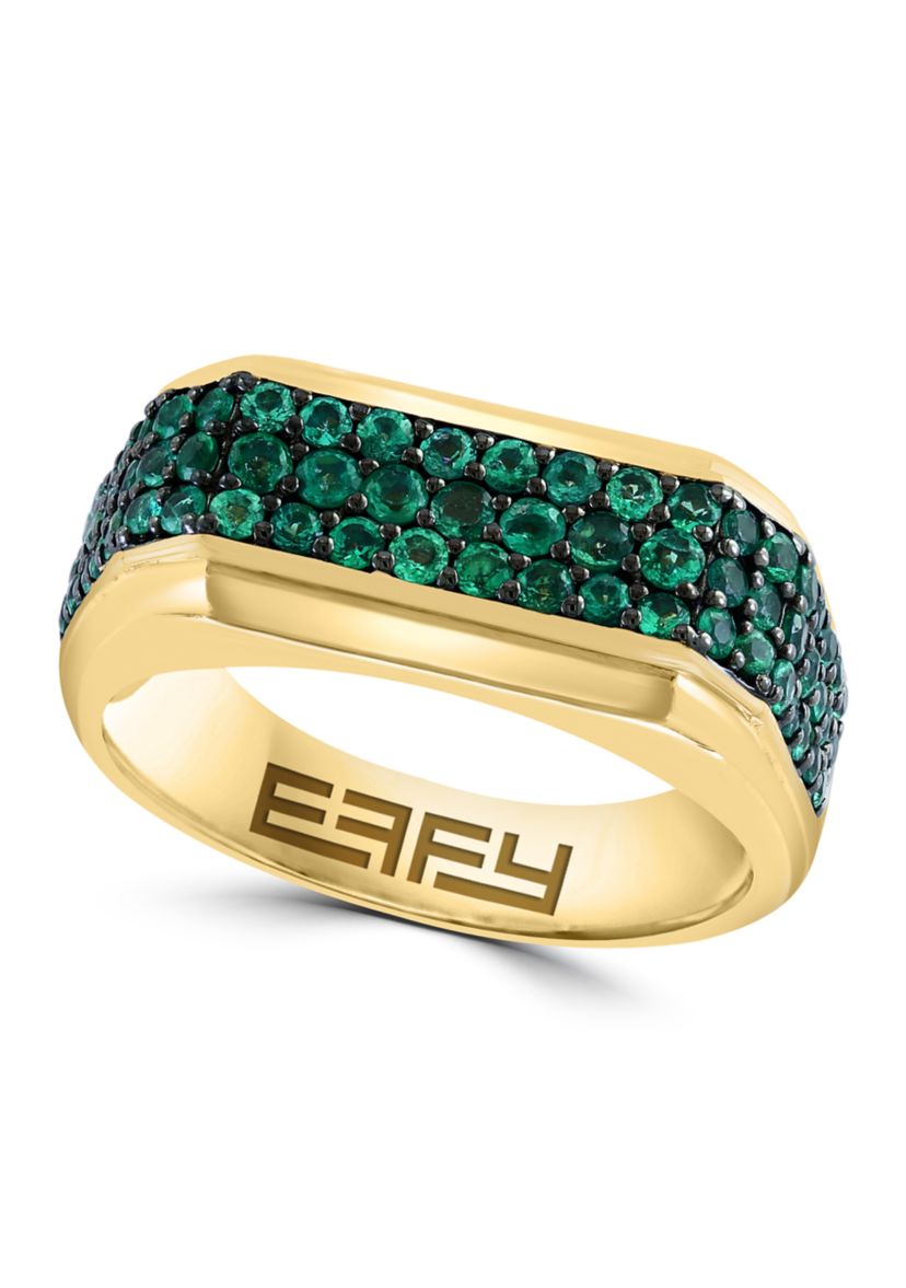 Mens Emerald Ring Gold over Sterling Silver