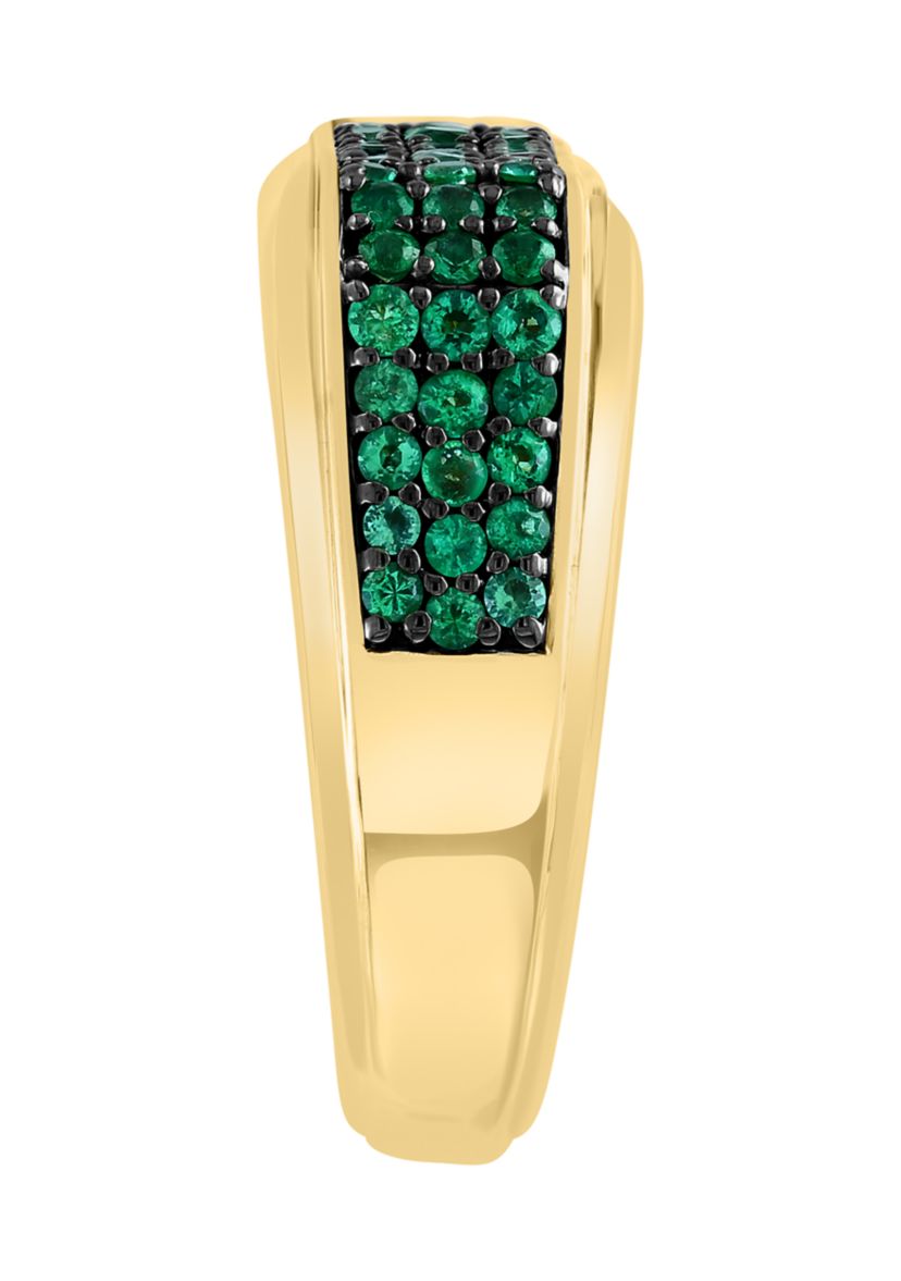 Mens Emerald Ring Gold over Sterling Silver