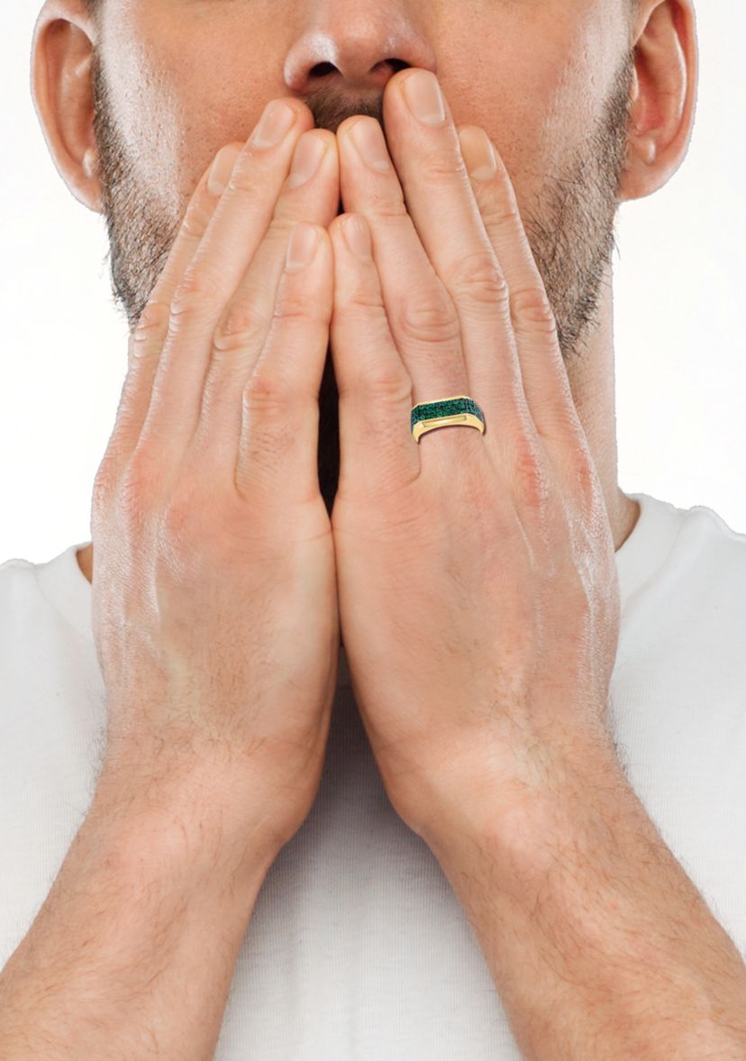 Mens Emerald Ring Gold over Sterling Silver