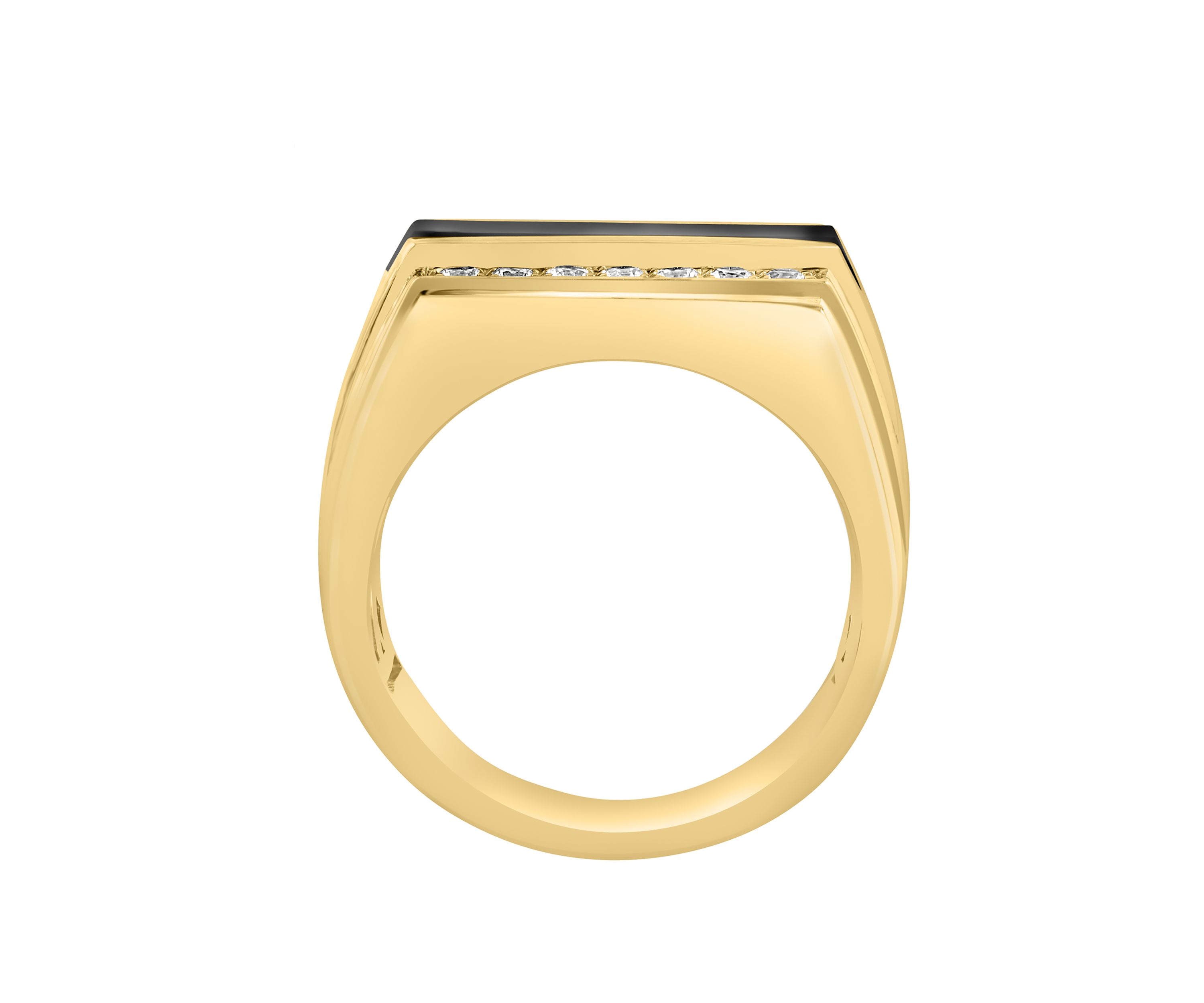 Sterling Silver/Gold-Plated White Sapphire, Onyx Mens Ring