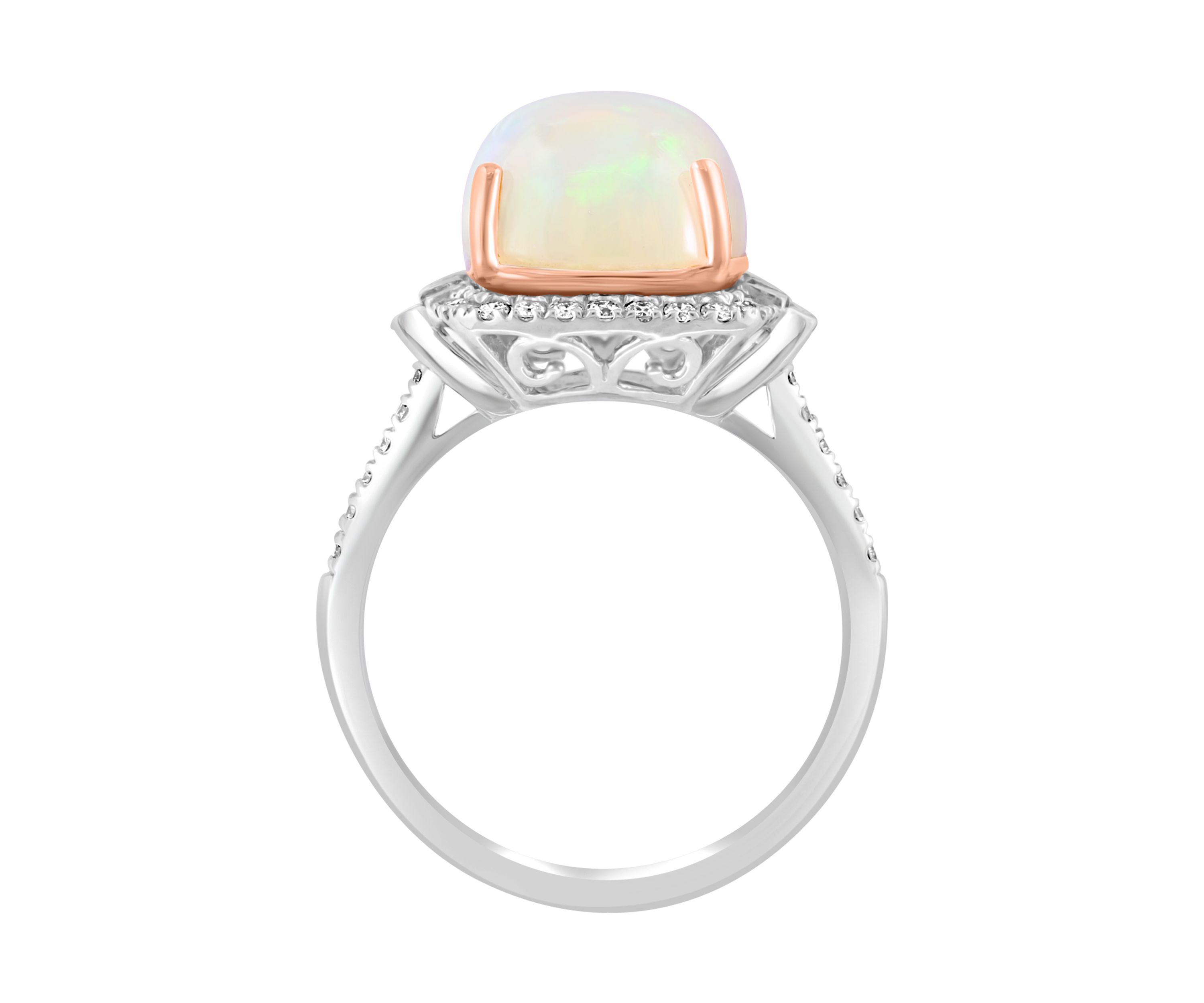 14K Rose & White Gold Diamond, Ethiopian Opal Ring 