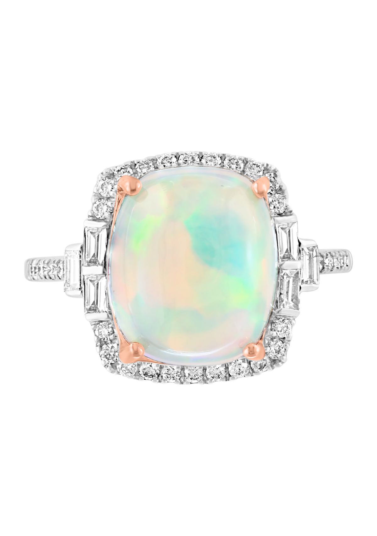14K Rose & White Gold Diamond, Ethiopian Opal Ring 