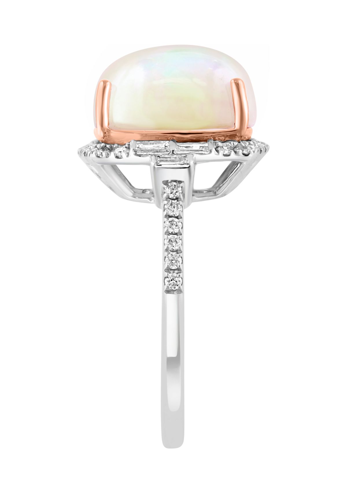 14K Rose & White Gold Diamond, Ethiopian Opal Ring 