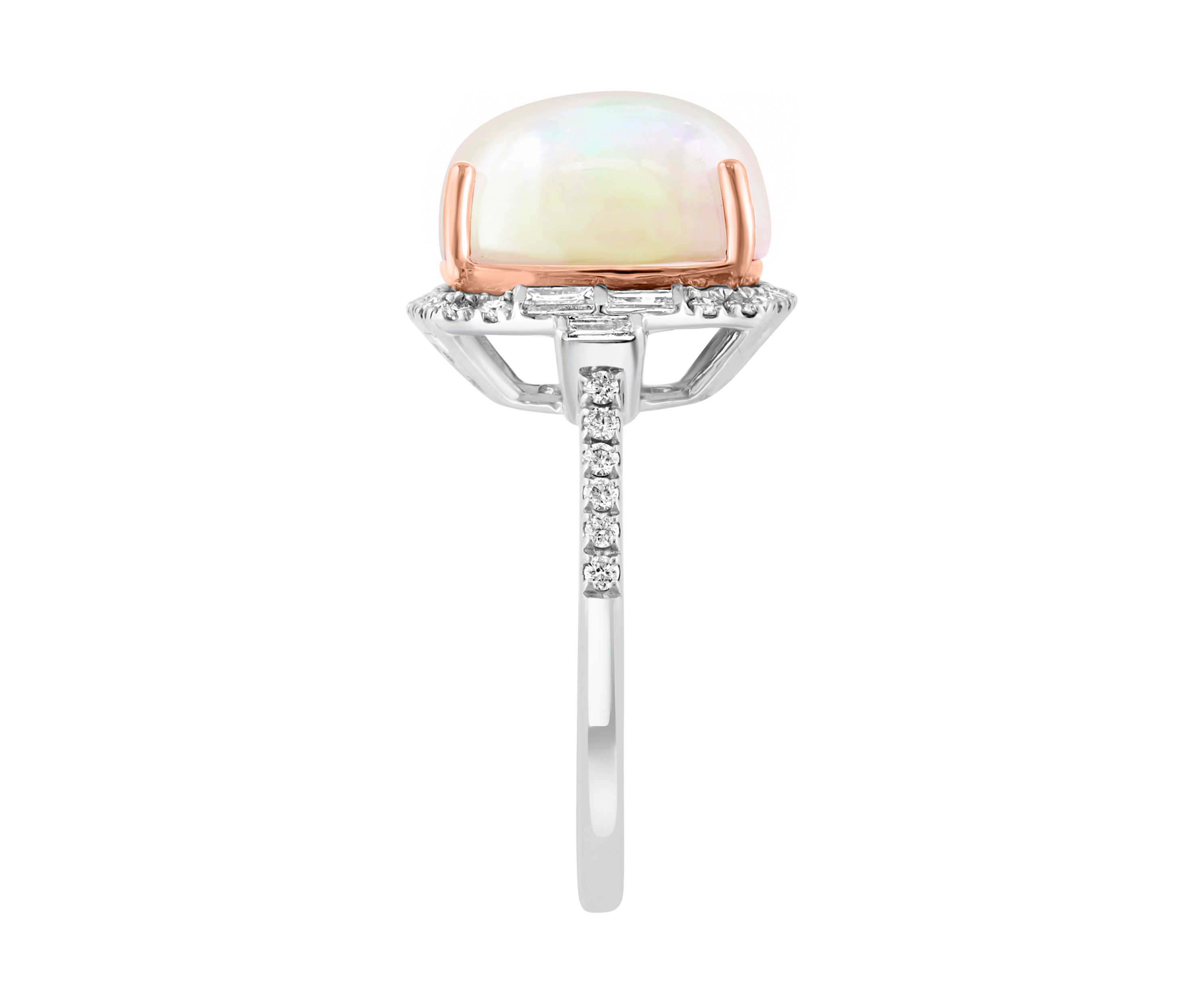 14K Rose & White Gold Diamond, Ethiopian Opal Ring 