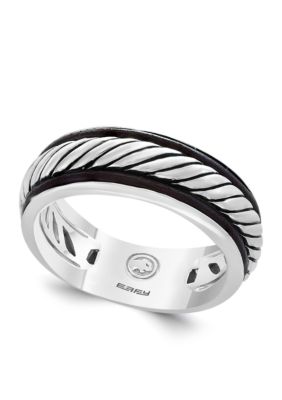 Effy Men's Band Ring In Sterling Silver And Leather