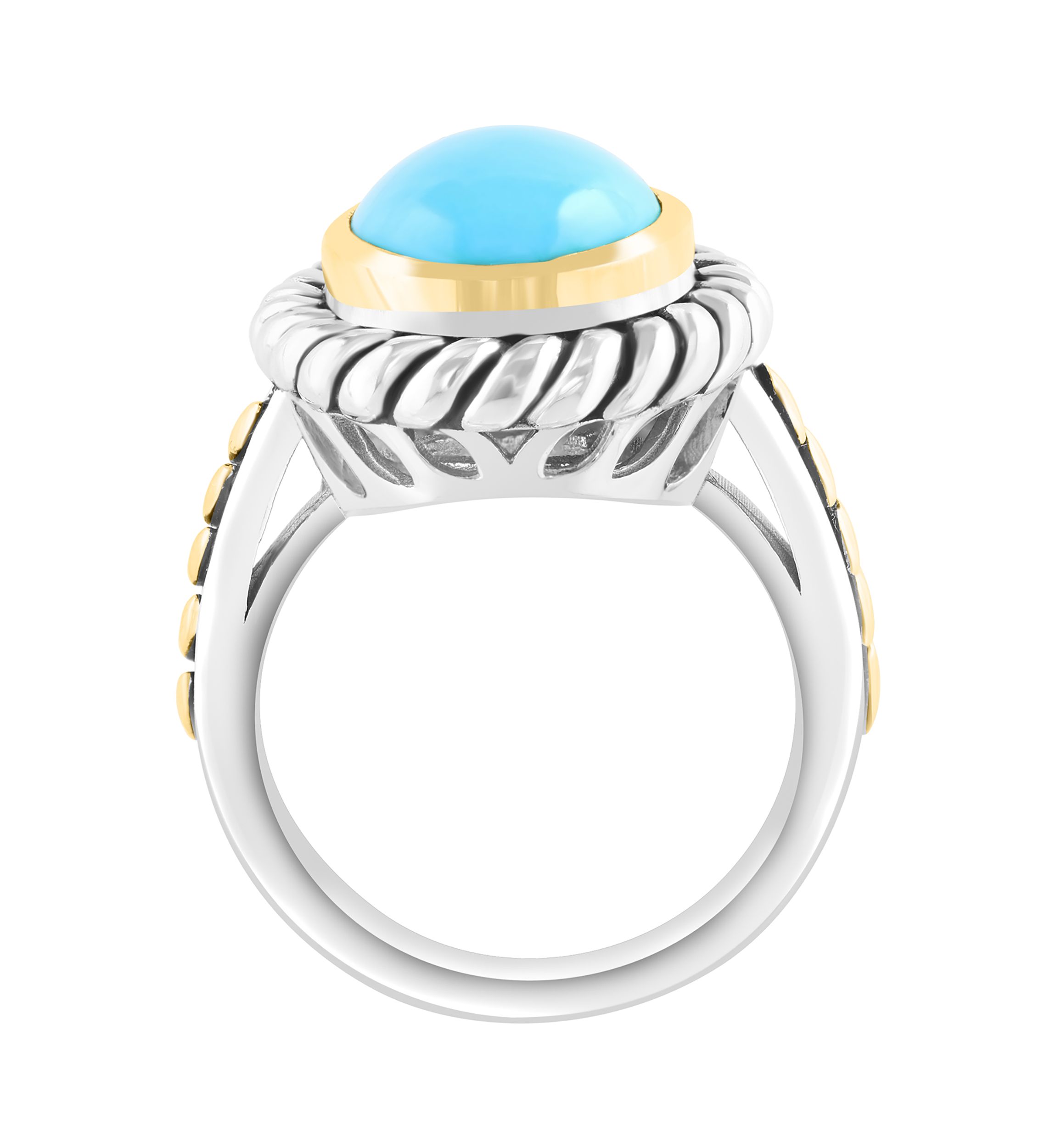 4.8 ct. t.w. Turquoise Oval Ring in Sterling Silver and 18K Yellow Gold