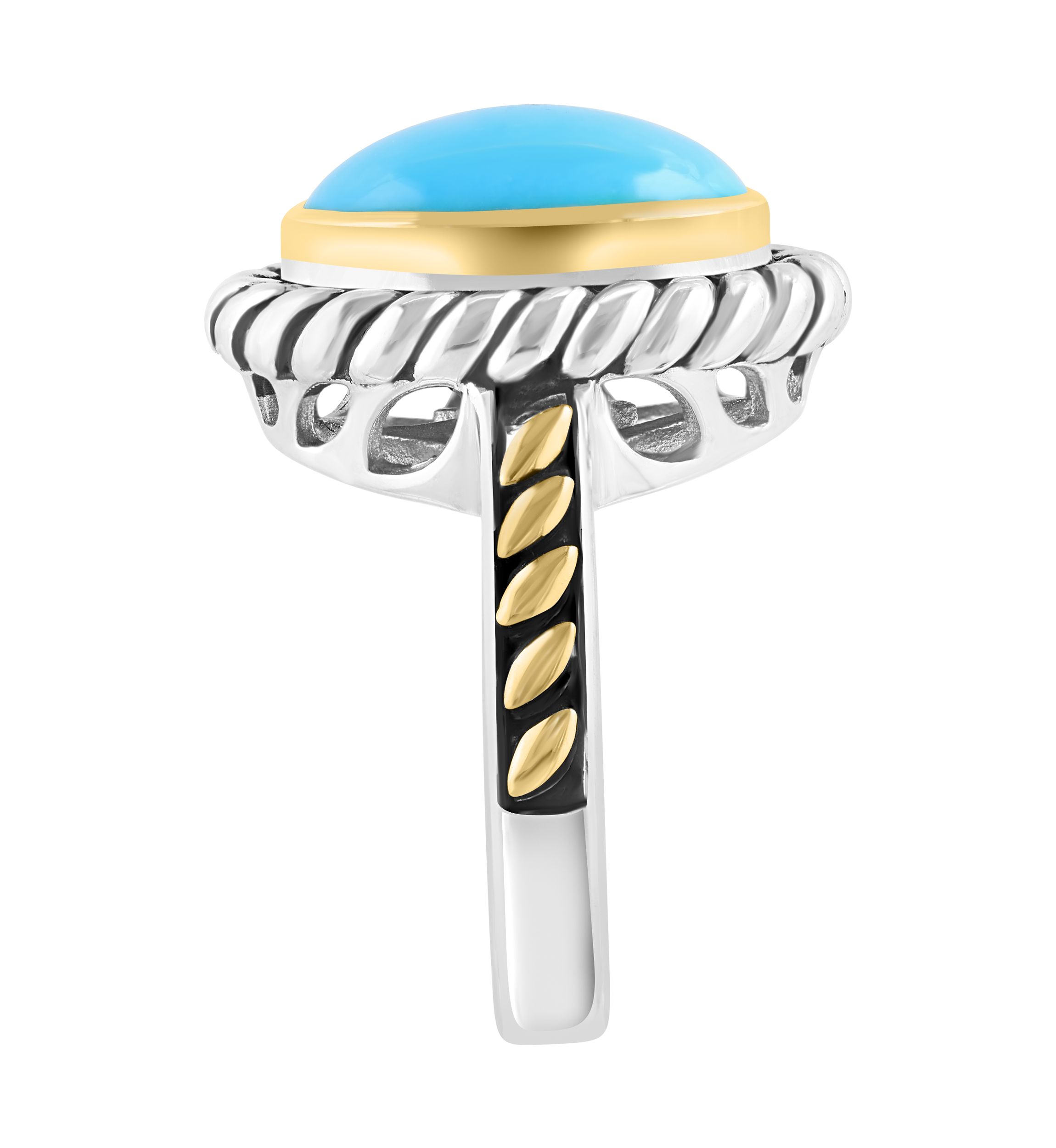 4.8 ct. t.w. Turquoise Oval Ring in Sterling Silver and 18K Yellow Gold