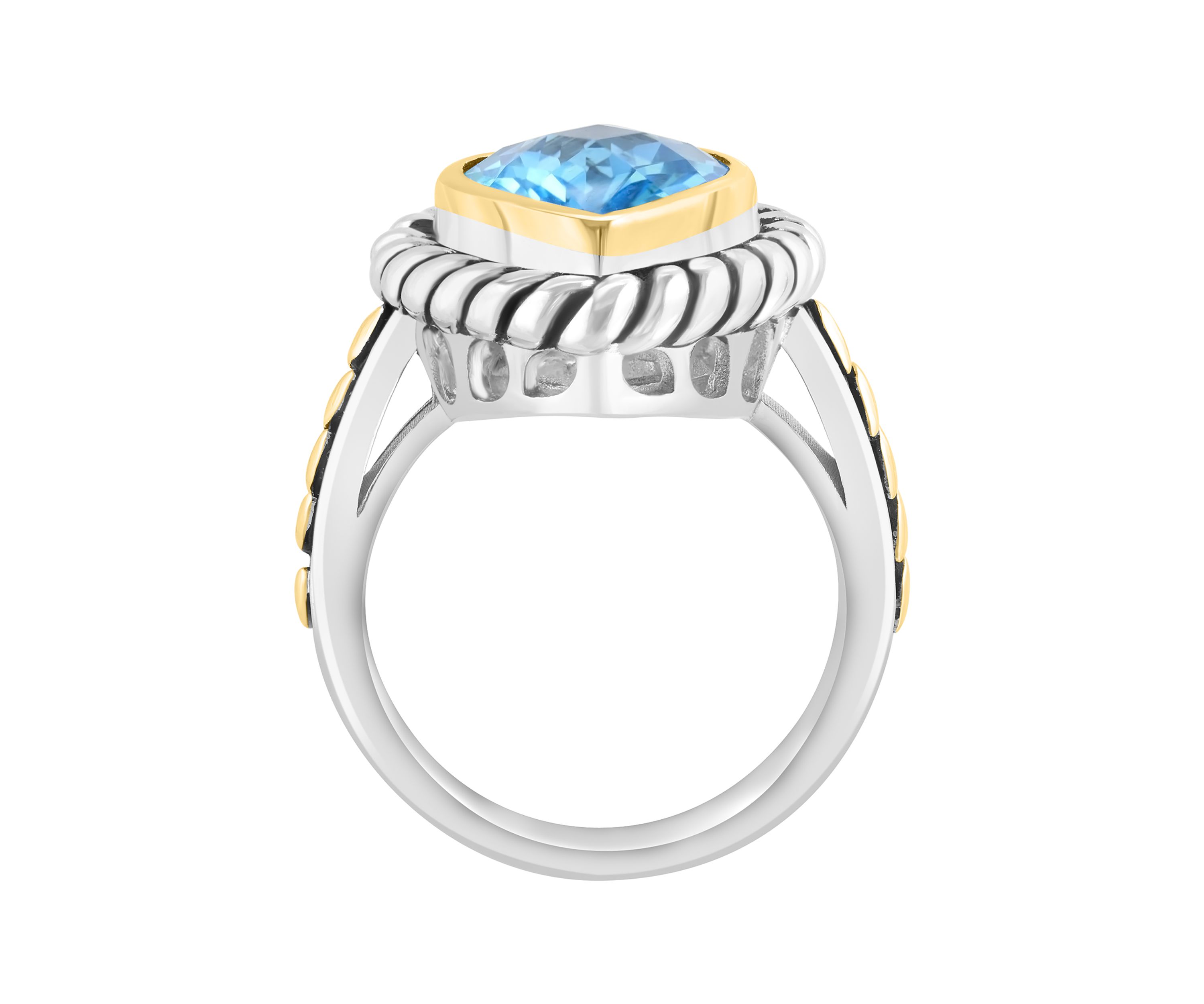 5.7 ct. t.w. Blue Topaz Pear Ring in Sterling Silver and 18K Yellow Gold
