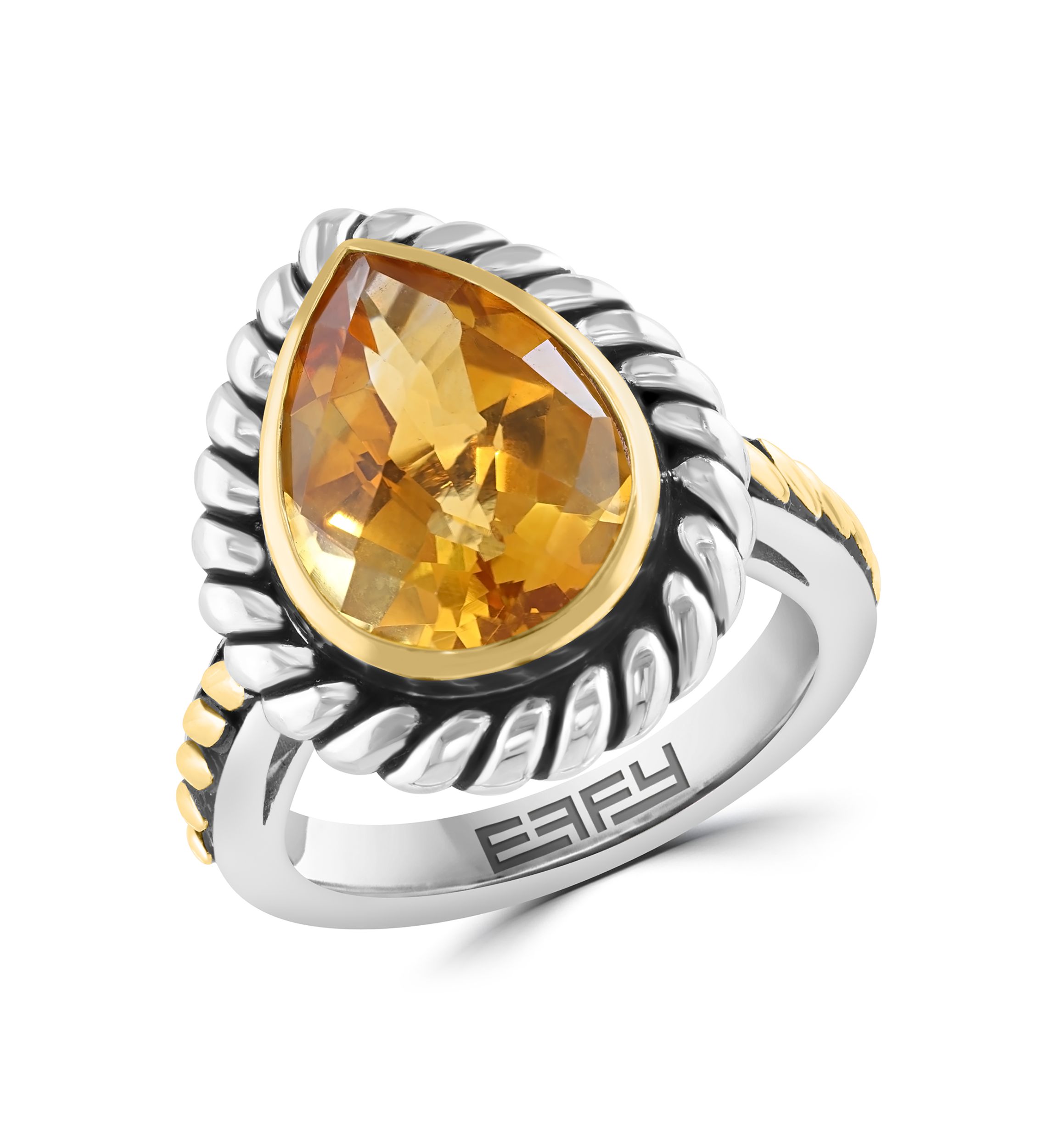 4.75 ct. t.w. Citrine Pear Ring in Sterling Silver and 18K Yellow Gold