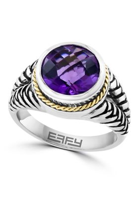 Effy 2.85 Ct. T.w. Amethyst Cable Ring In Sterling Silver