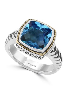 Effy 4.65 Ct. T.w. London Blue Topaz Ring In Sterling Silver And 14K Yellow Gold