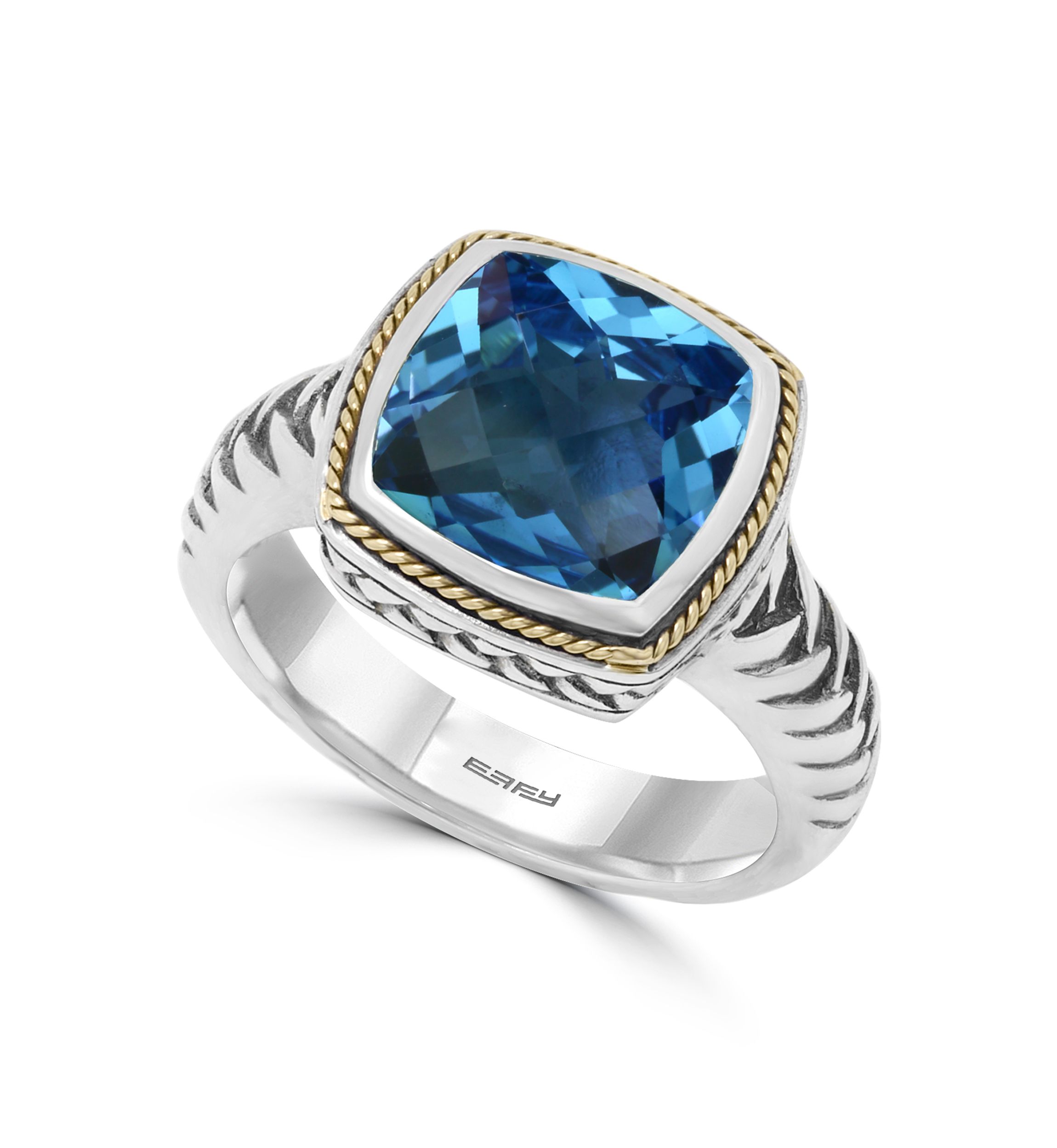 4.65 ct. t.w. London Blue Topaz Ring in Sterling Silver and 14K Yellow Gold 