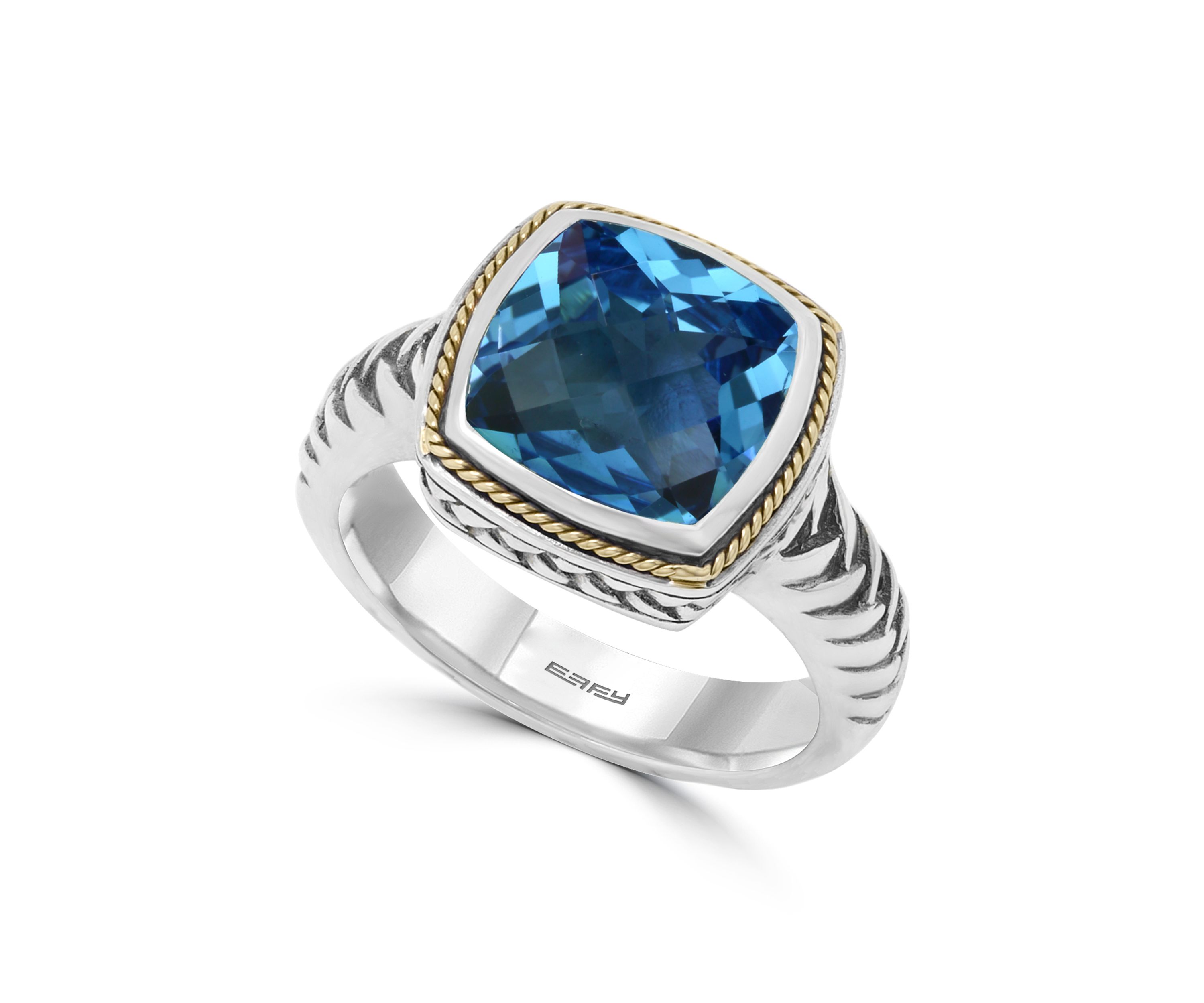 4.65 ct. t.w. London Blue Topaz Ring in Sterling Silver and 14K Yellow Gold 