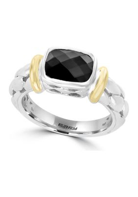 Effy Onyx Cable Ring In 18K Sterling Silver