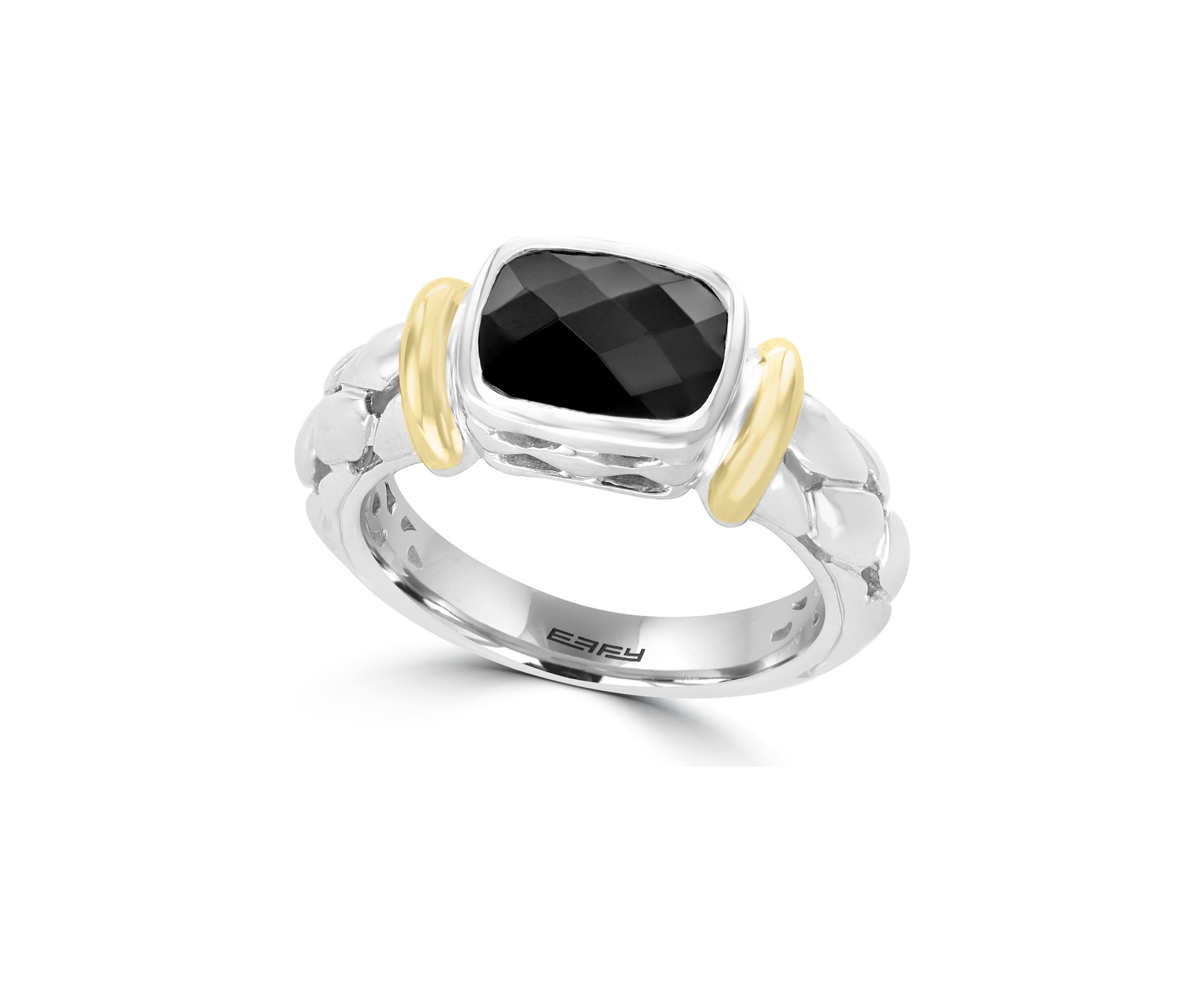 Onyx Cable Ring in 18K Sterling Silver