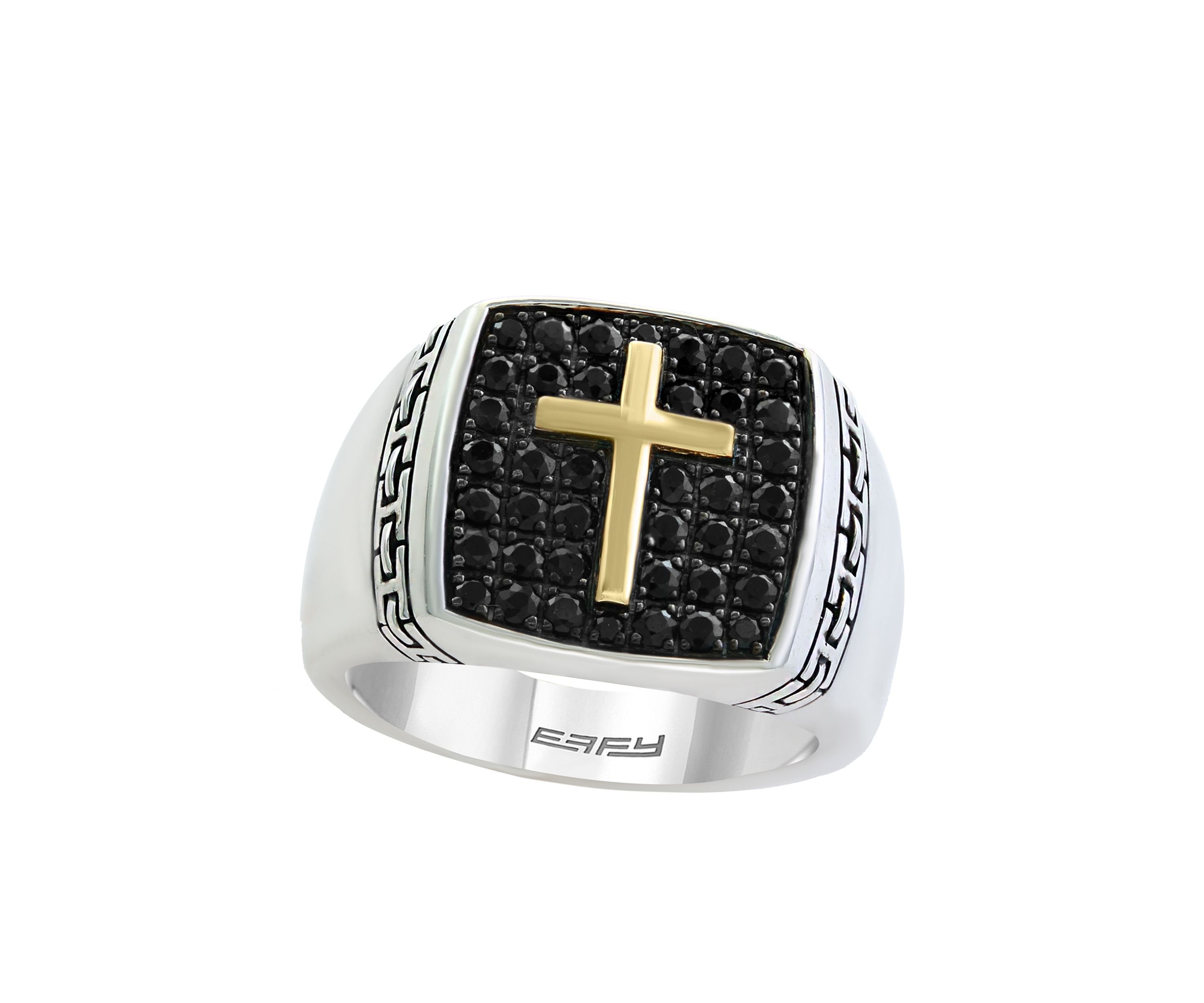 Mens Sterling Silver Sapphire Cross Ring