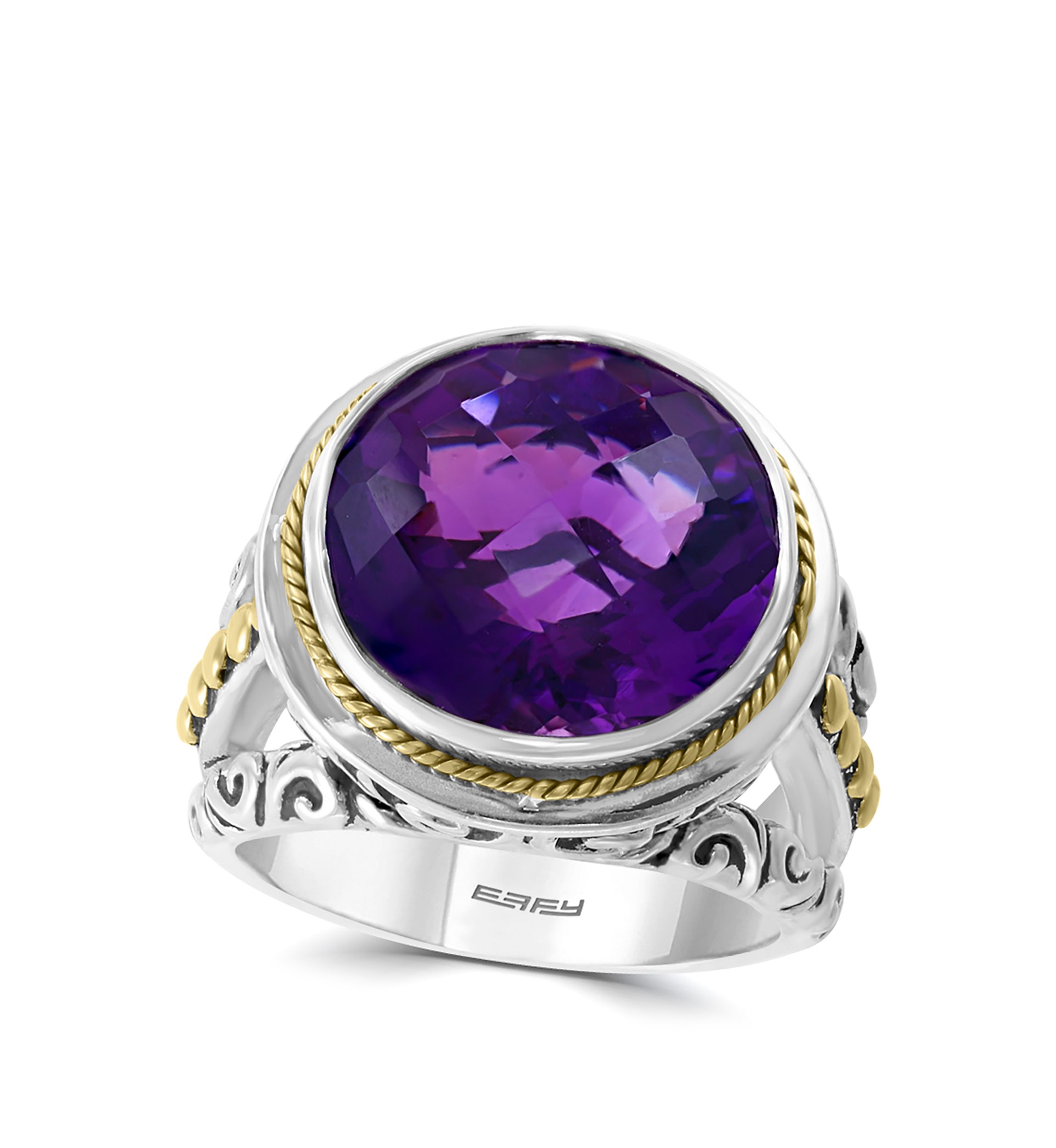 7.9 ct. t.w. Amethyst Ring in 925 Sterling Silver and 18k Yellow Gold