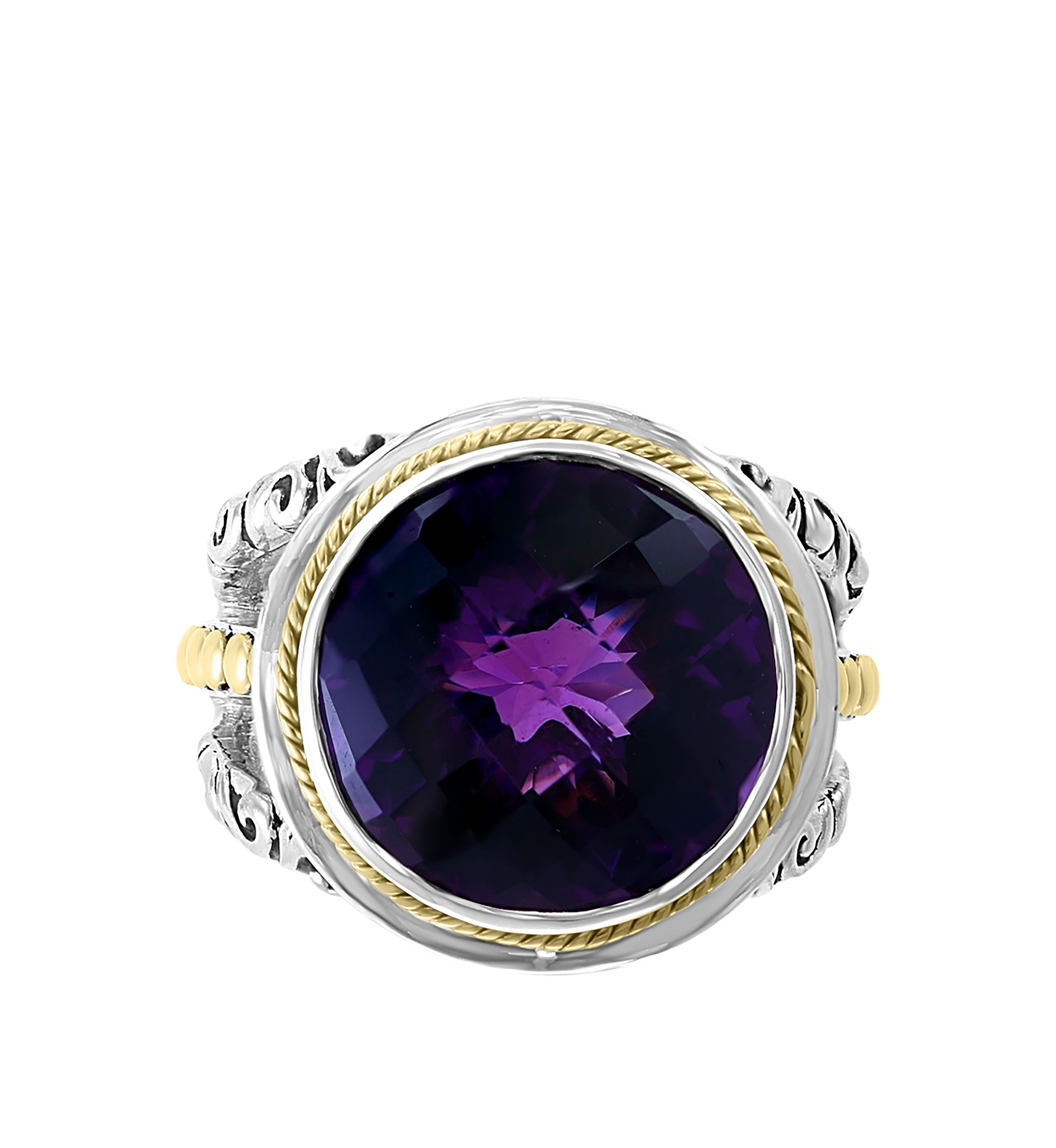 7.9 ct. t.w. Amethyst Ring in 925 Sterling Silver and 18k Yellow Gold