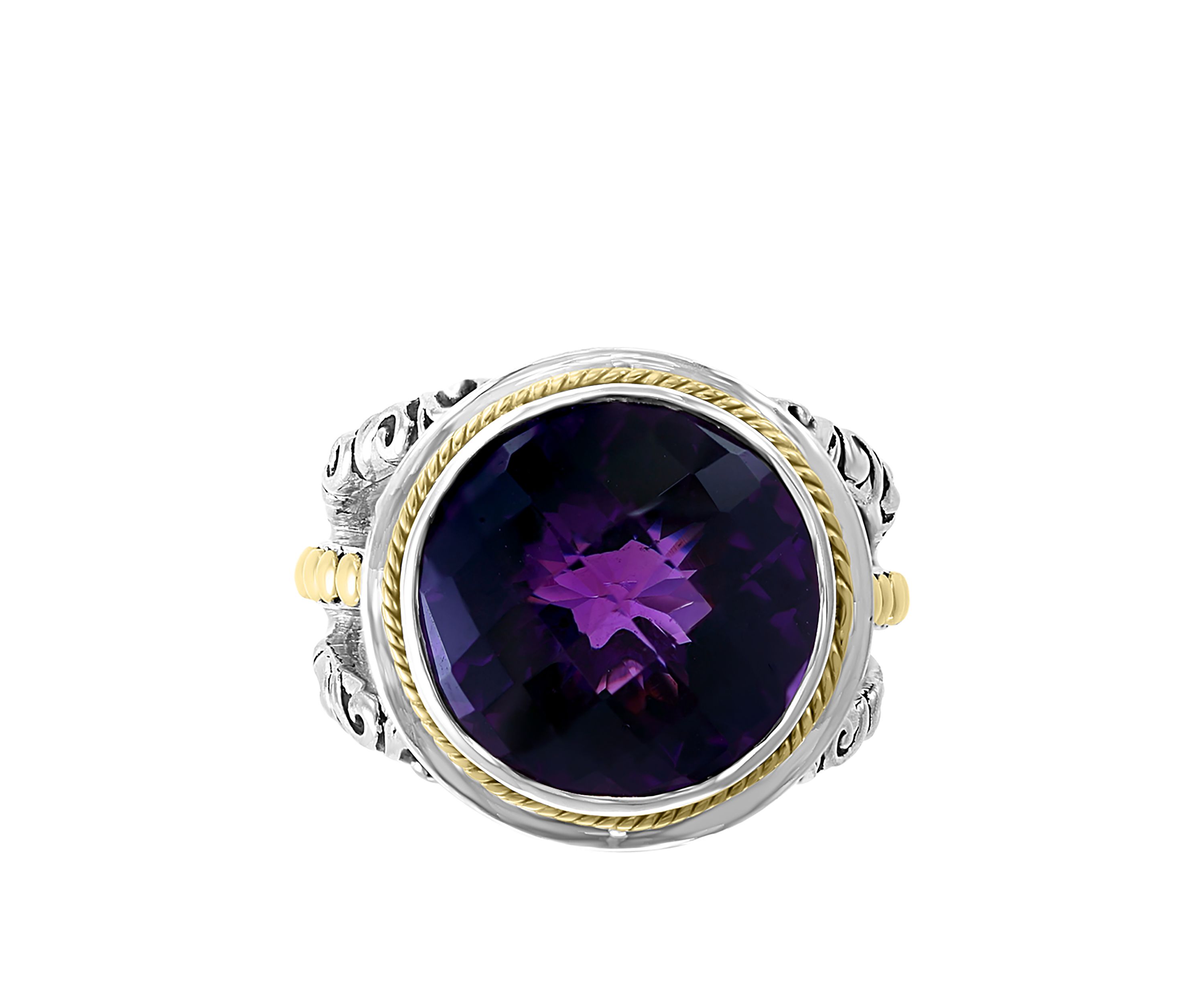 7.9 ct. t.w. Amethyst Ring in 925 Sterling Silver and 18k Yellow Gold