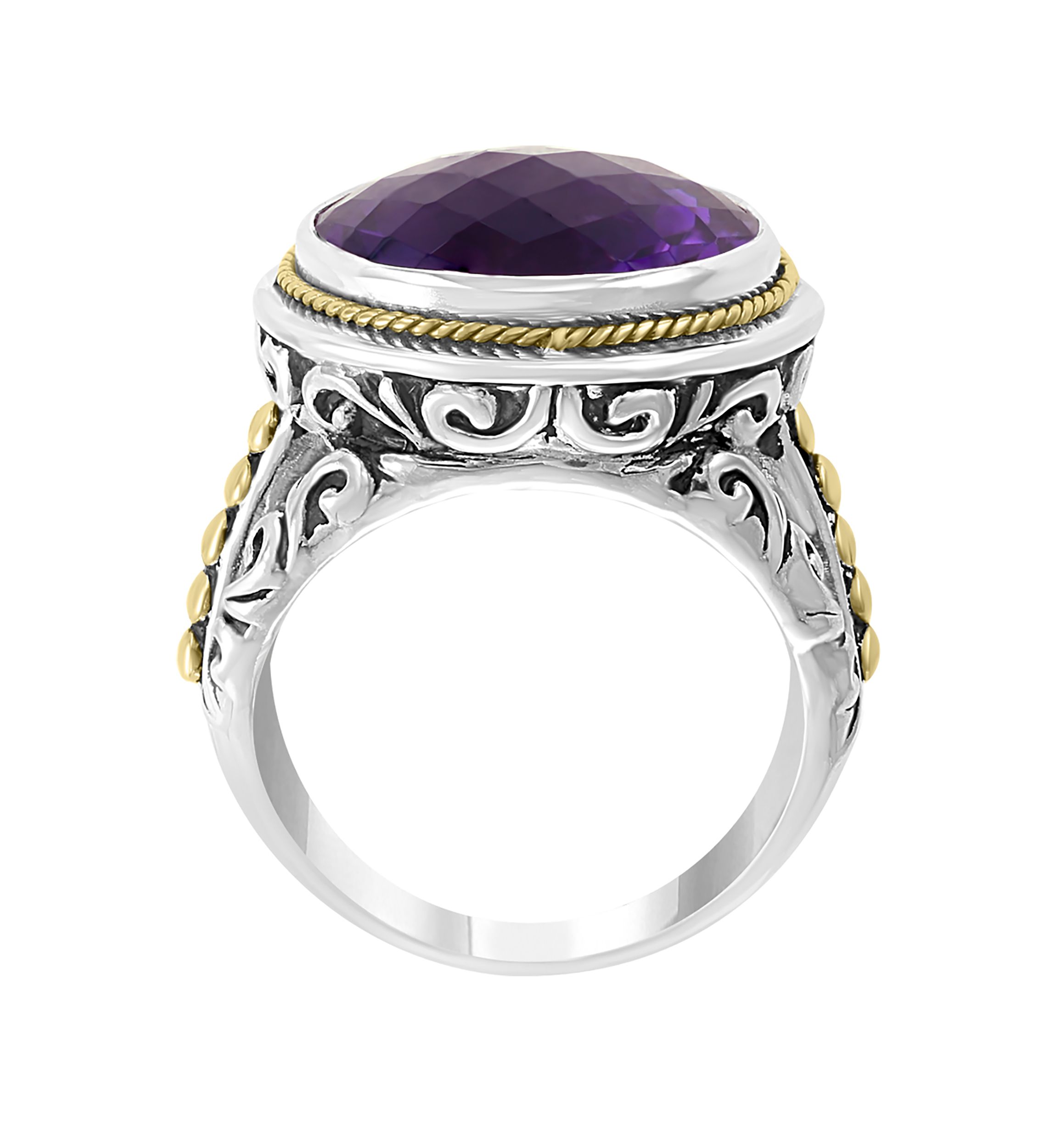 7.9 ct. t.w. Amethyst Ring in 925 Sterling Silver and 18k Yellow Gold