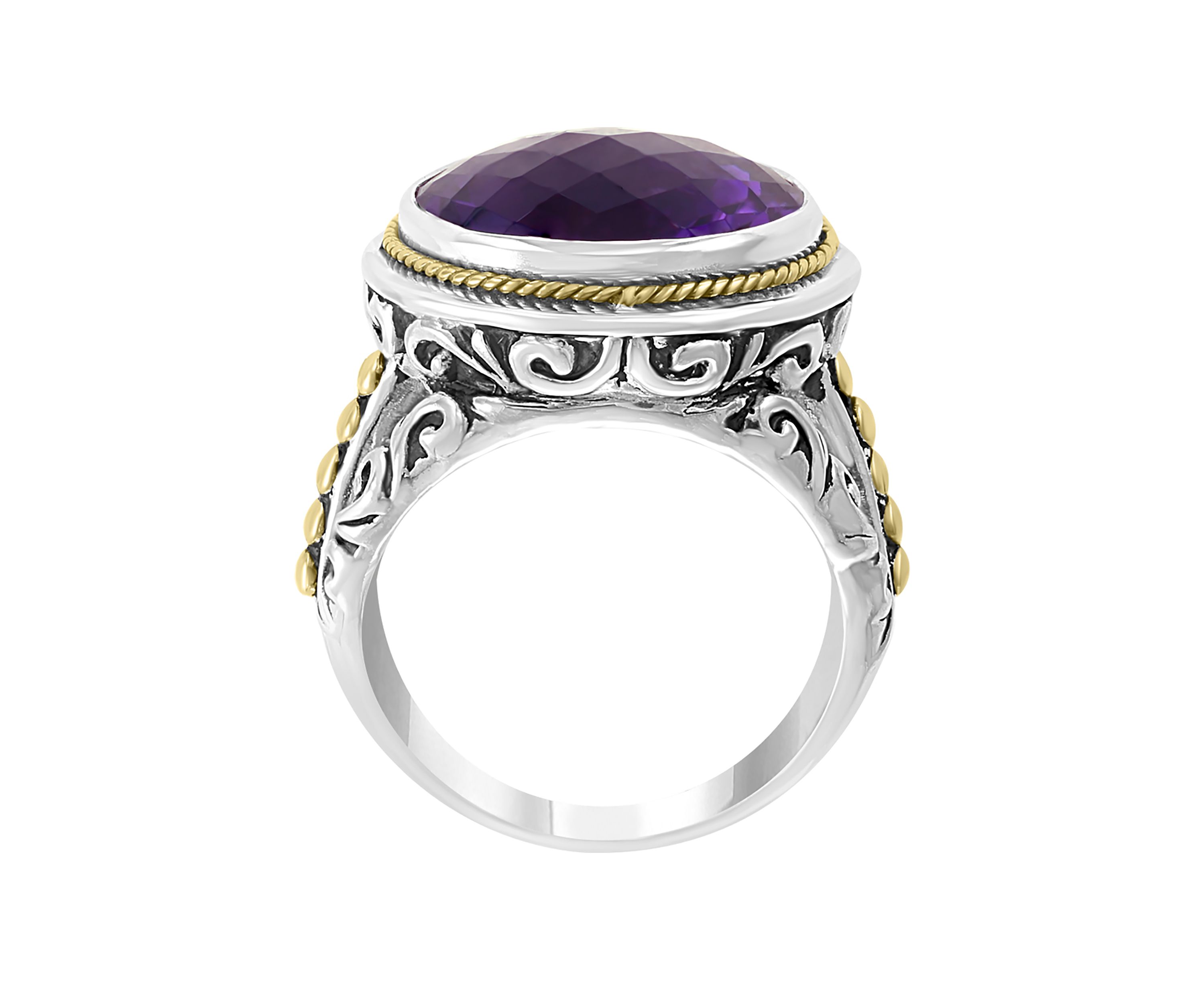 7.9 ct. t.w. Amethyst Ring in 925 Sterling Silver and 18k Yellow Gold