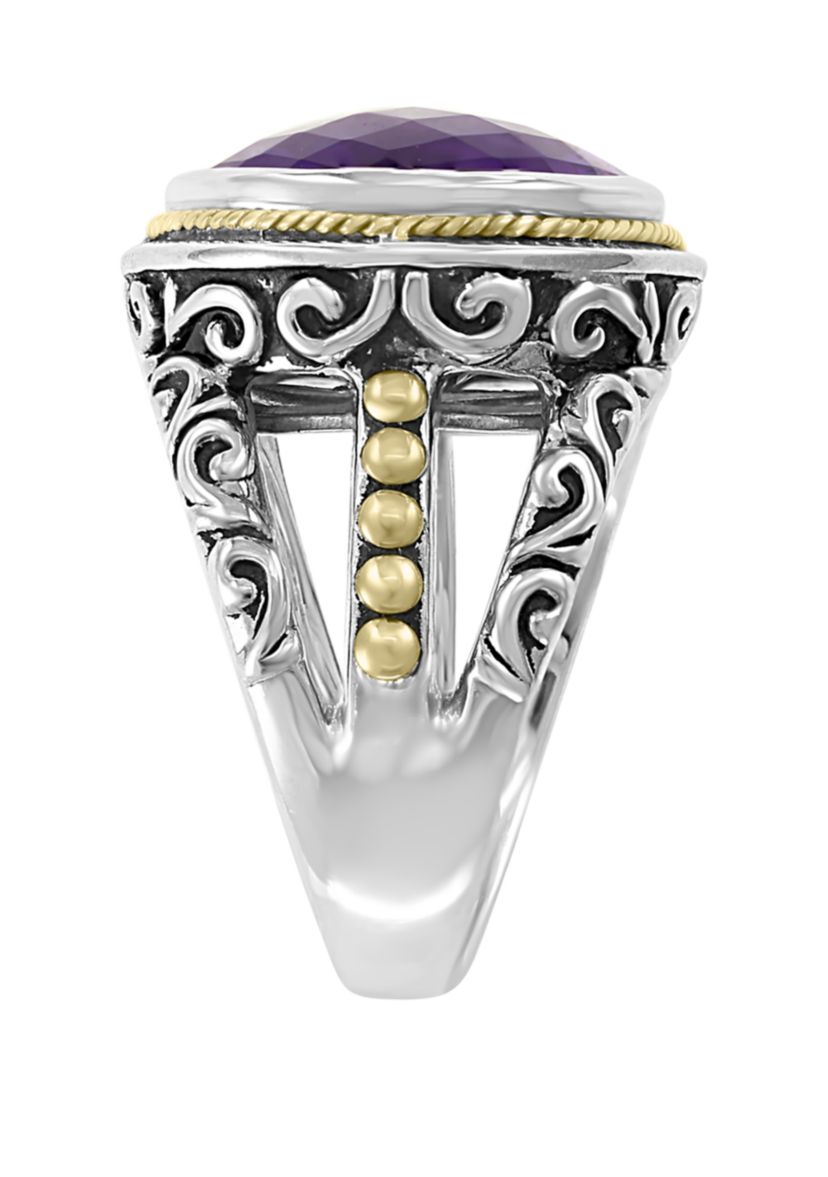 7.9 ct. t.w. Amethyst Ring in 925 Sterling Silver and 18k Yellow Gold