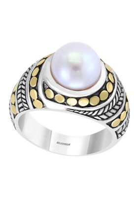 Effy Sterling Silver/18K Yellow Gold 9 Millimeter Freshwater Pearl Ring, 7 -  0617892661327