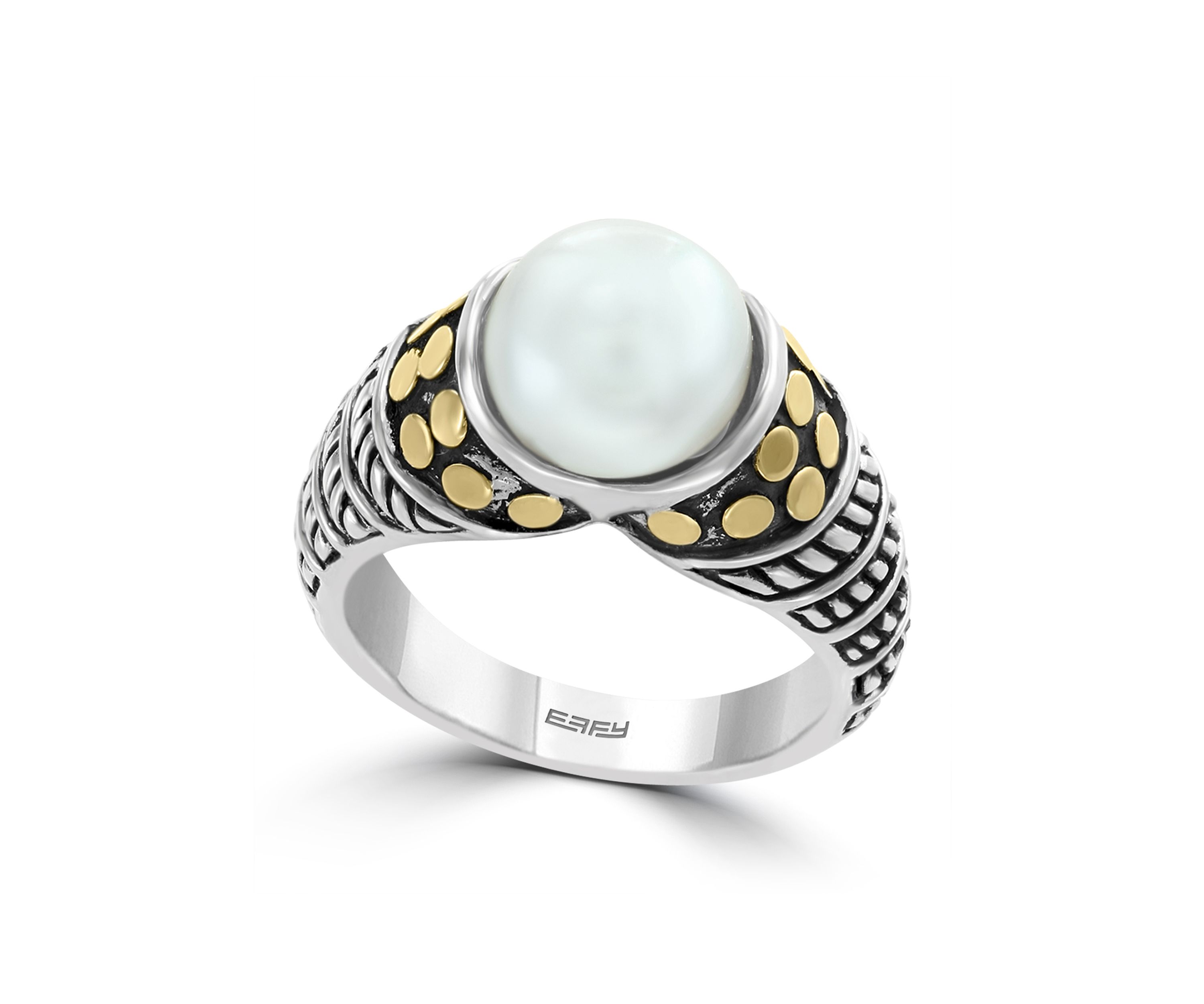 Freshwater Pearl Ring in Sterling Silver and 18K Yellow Gold