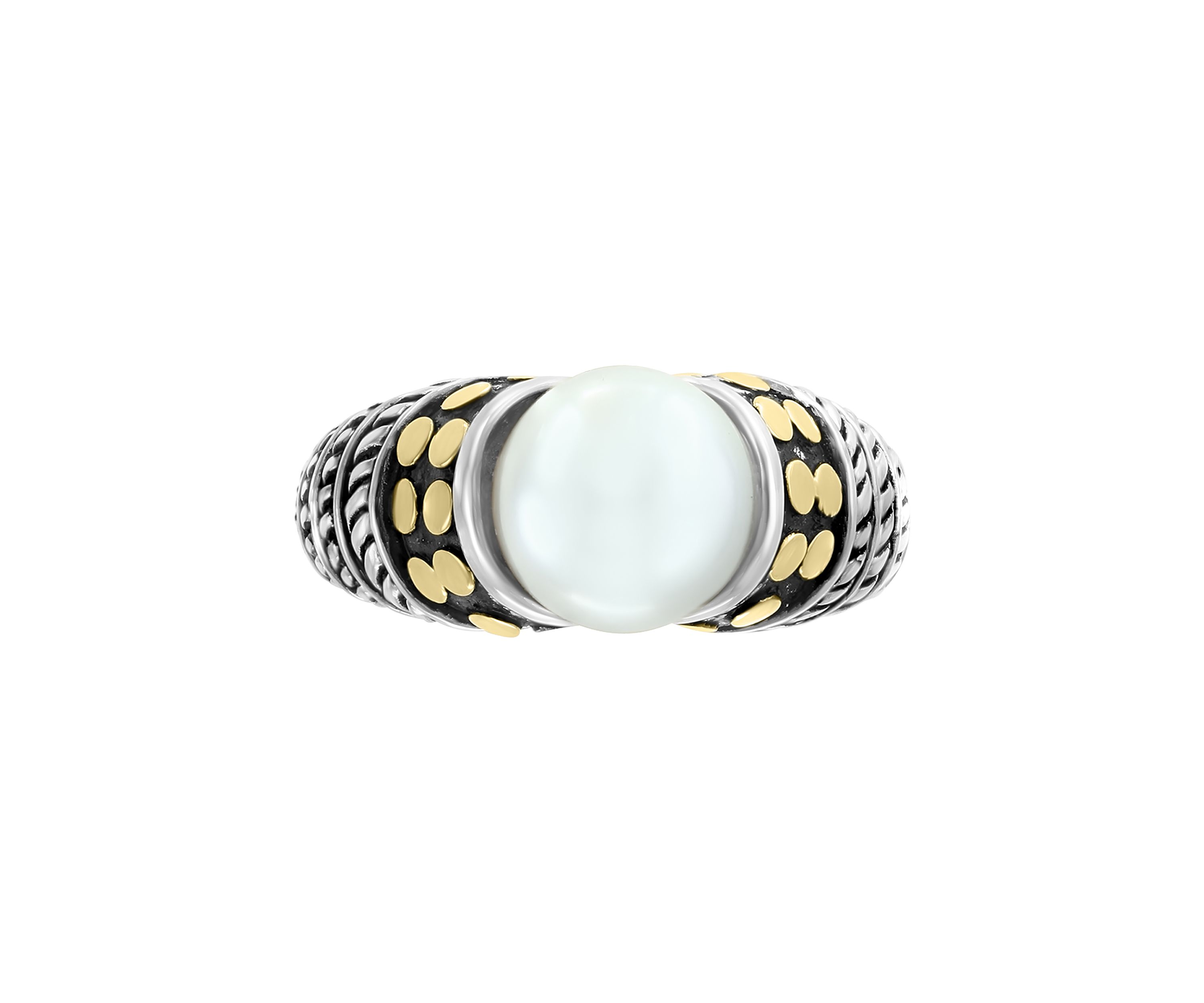 Freshwater Pearl Ring in Sterling Silver and 18K Yellow Gold