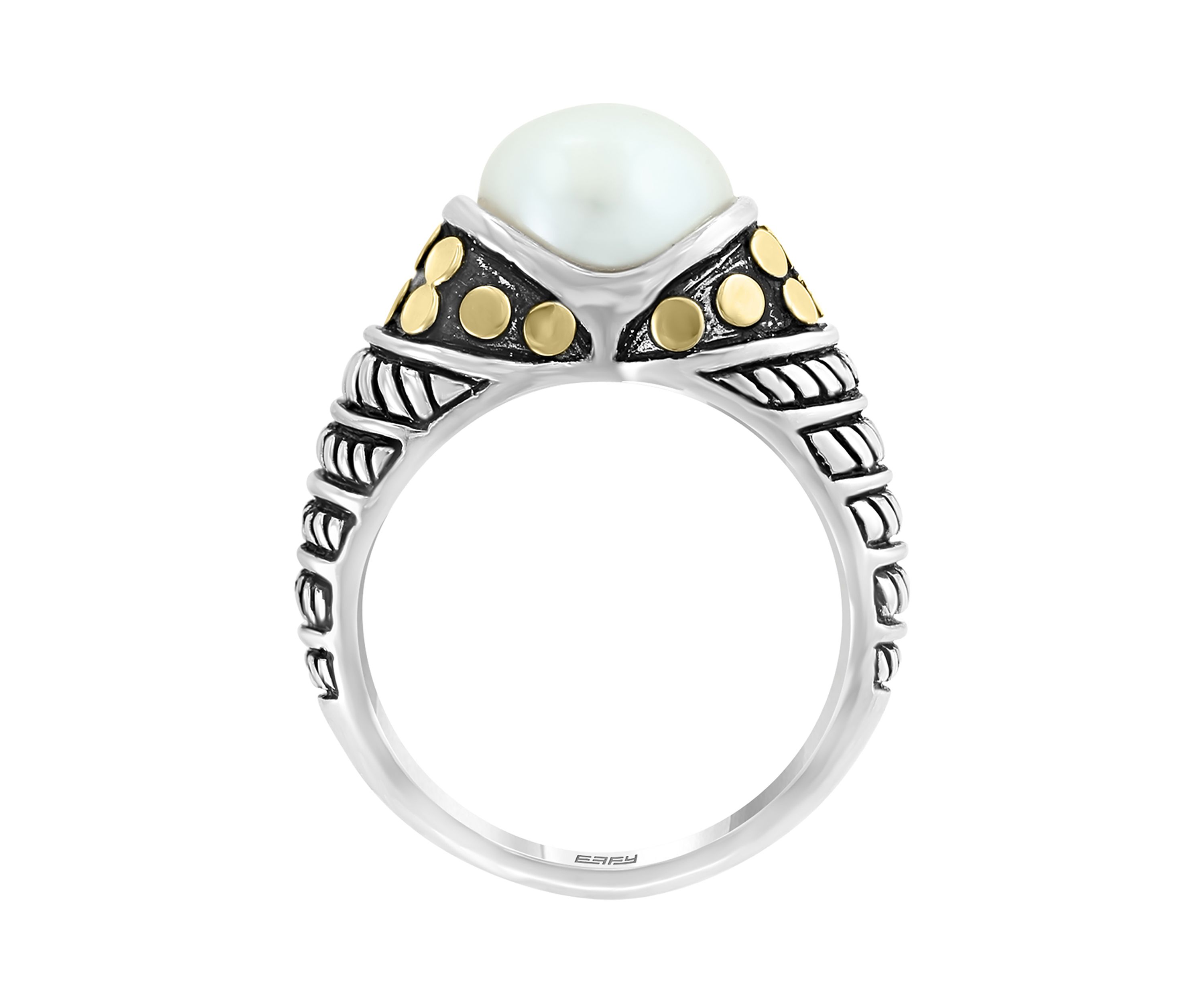Freshwater Pearl Ring in Sterling Silver and 18K Yellow Gold