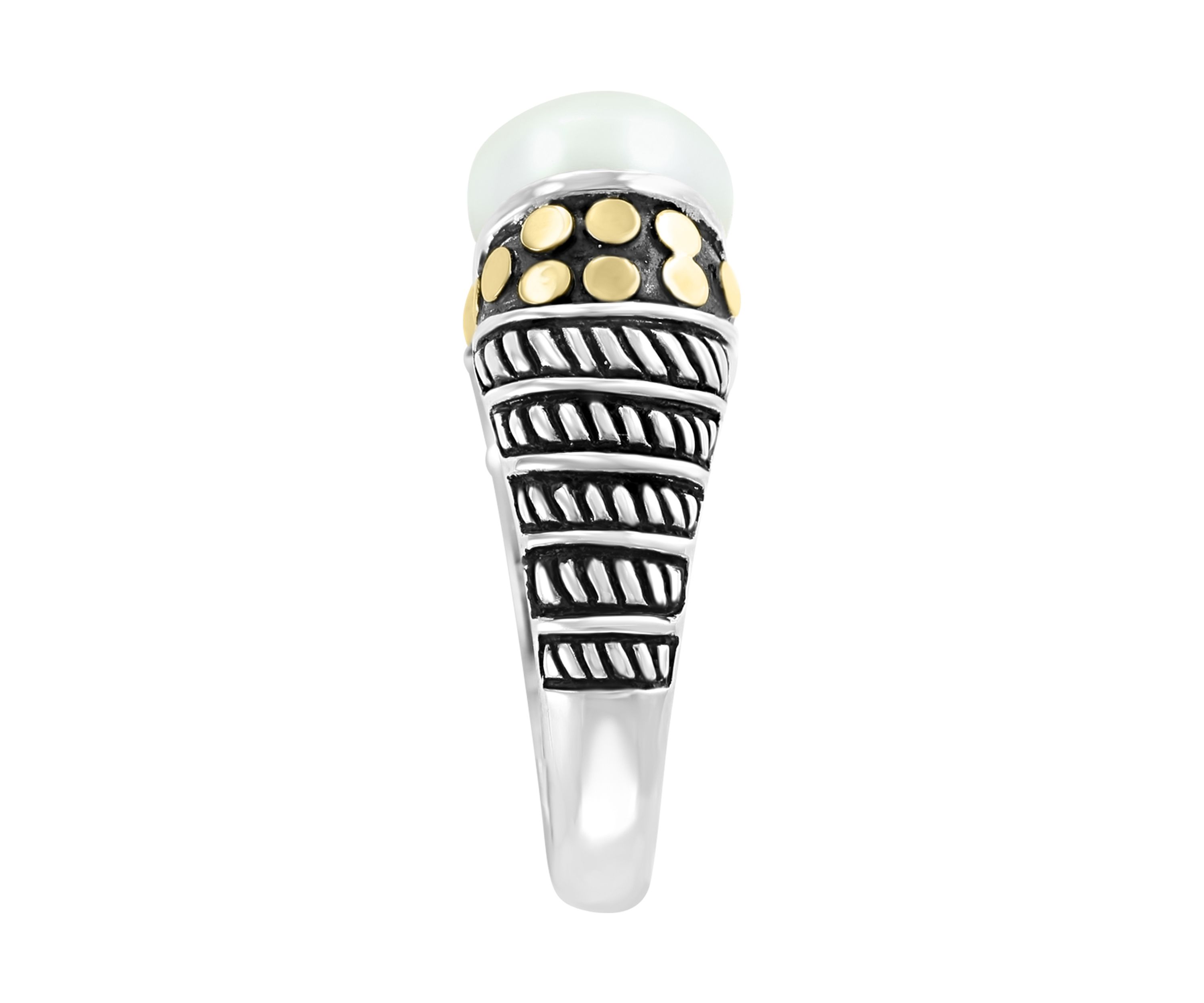 Freshwater Pearl Ring in Sterling Silver and 18K Yellow Gold