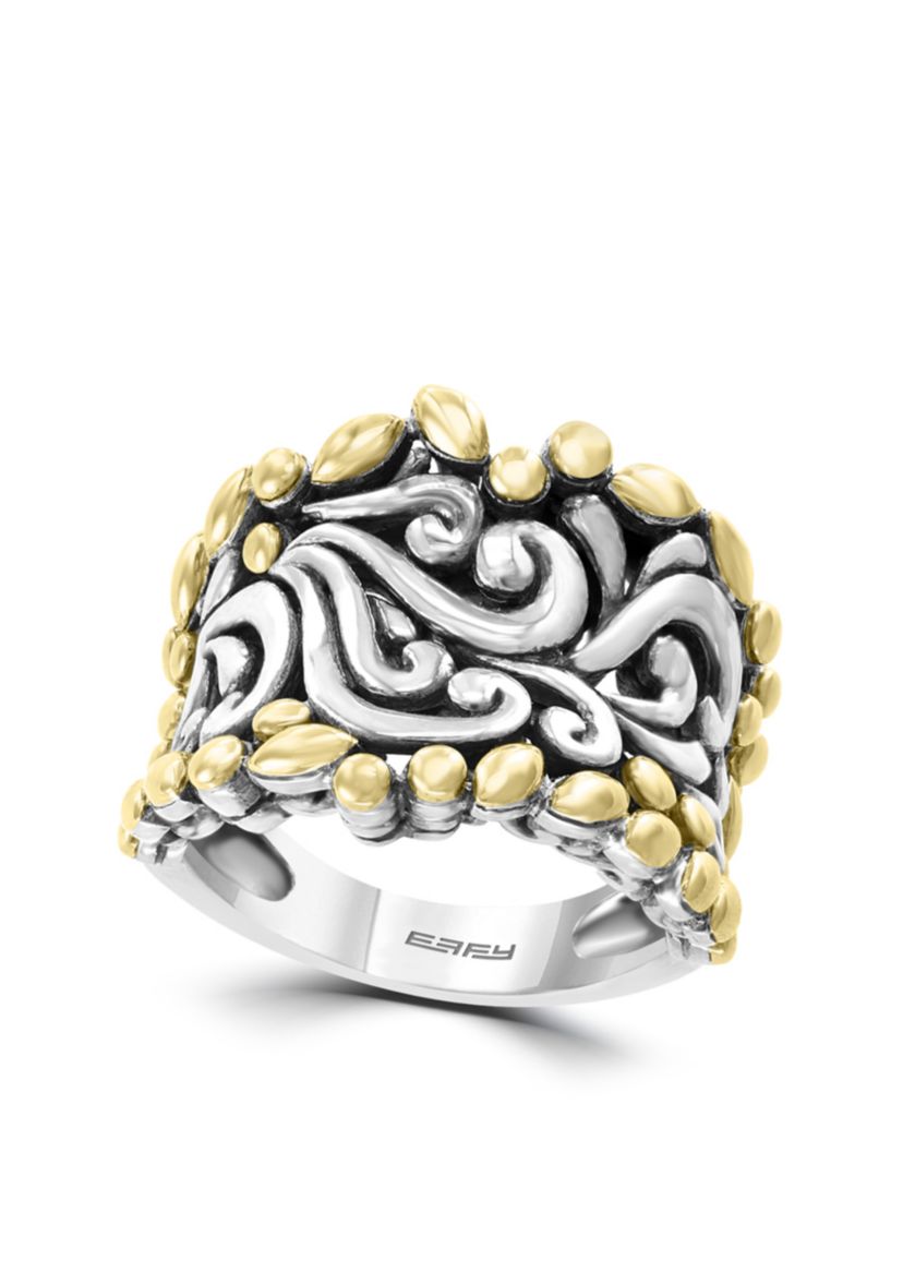 Band Ring in Sterling Silver and 18K Yellow Gold Plating