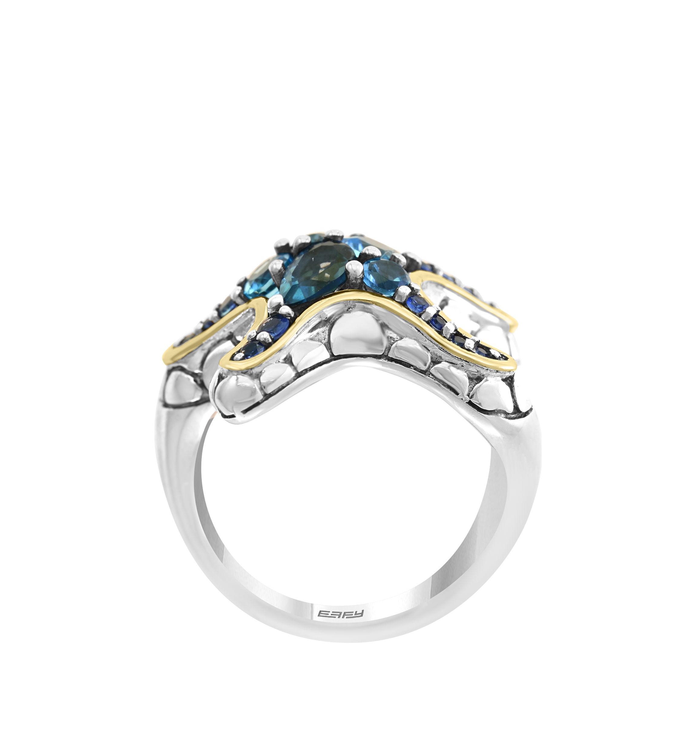 Blue Topaz and Sapphire Starfish Ring in 18K Gold-Plated Sterling Silver