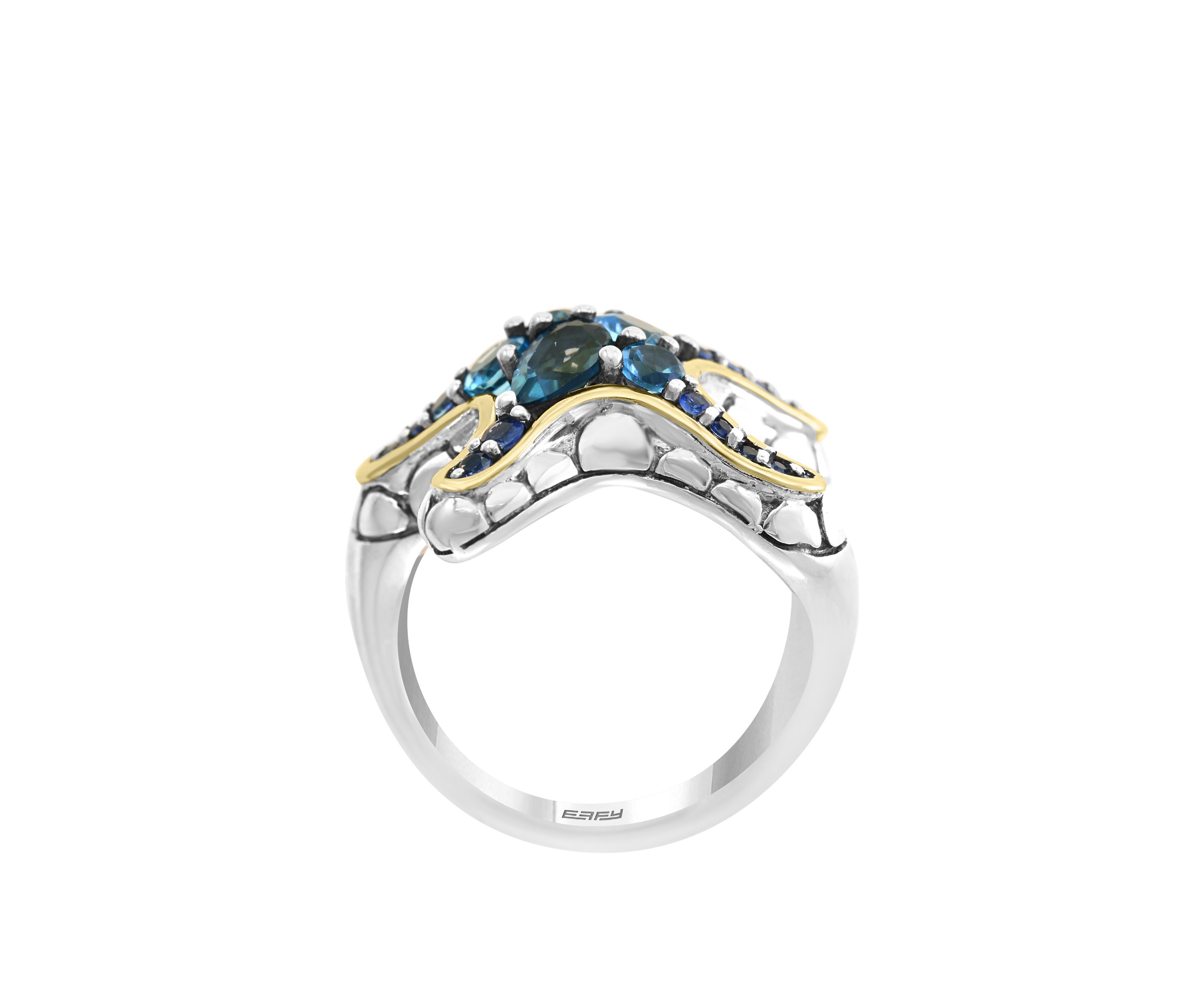 Blue Topaz and Sapphire Starfish Ring in 18K Gold-Plated Sterling Silver