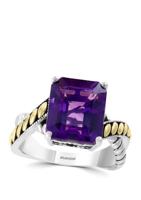 Effy 5.35 Ct. T.w. Amethyst Ring In 925 Sterling Silver And 18K Yellow Gold, 7 -  0617892674457