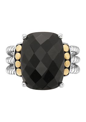 Effy 9 85 Ct T W Black Onyx Ring In 14k Yellow Gold And Sterling Silver Belk