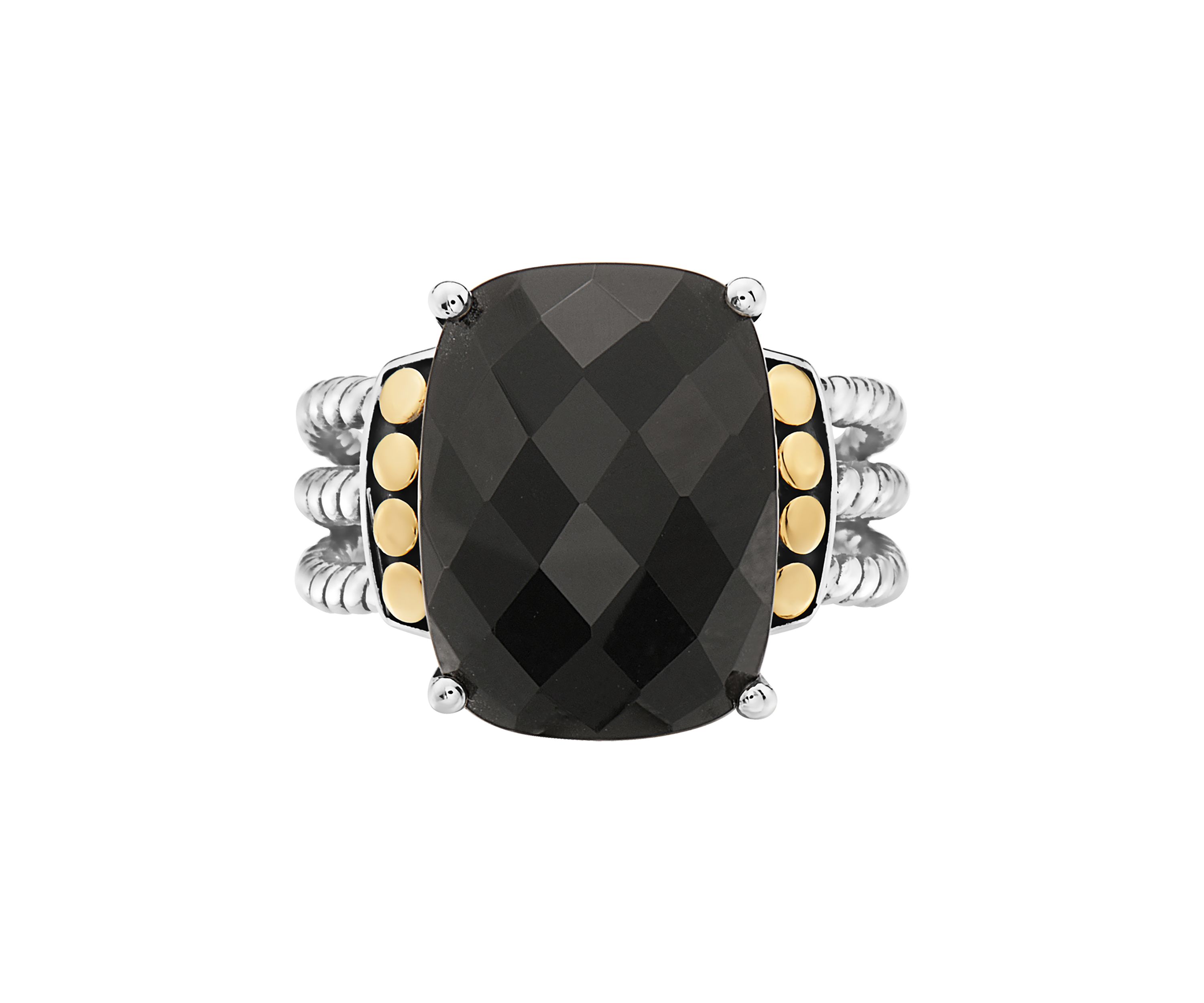 9.85 ct. t.w. Black Onyx Ring in 14K Yellow Gold and Sterling Silver