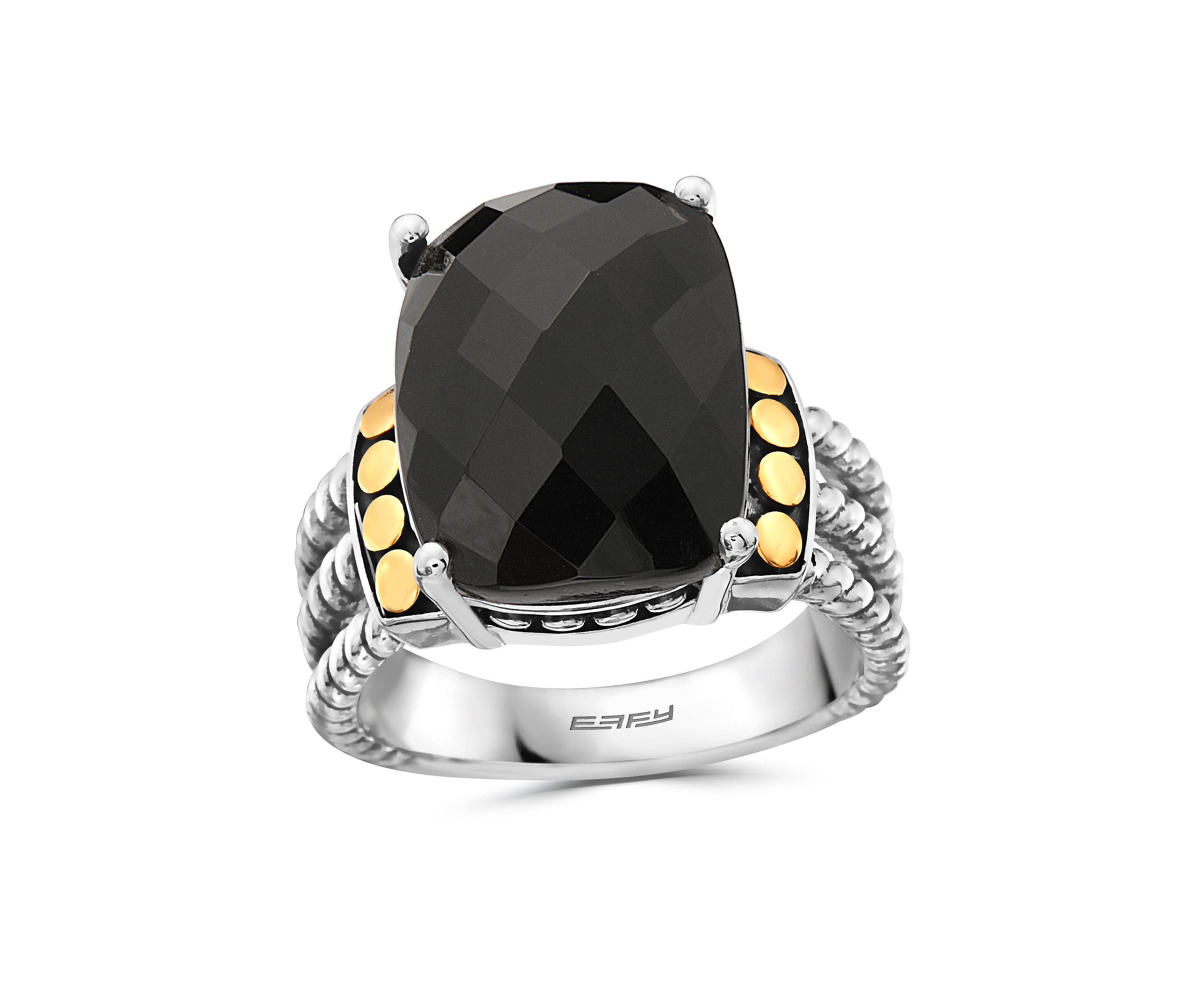 9.85 ct. t.w. Black Onyx Ring in 14K Yellow Gold and Sterling Silver