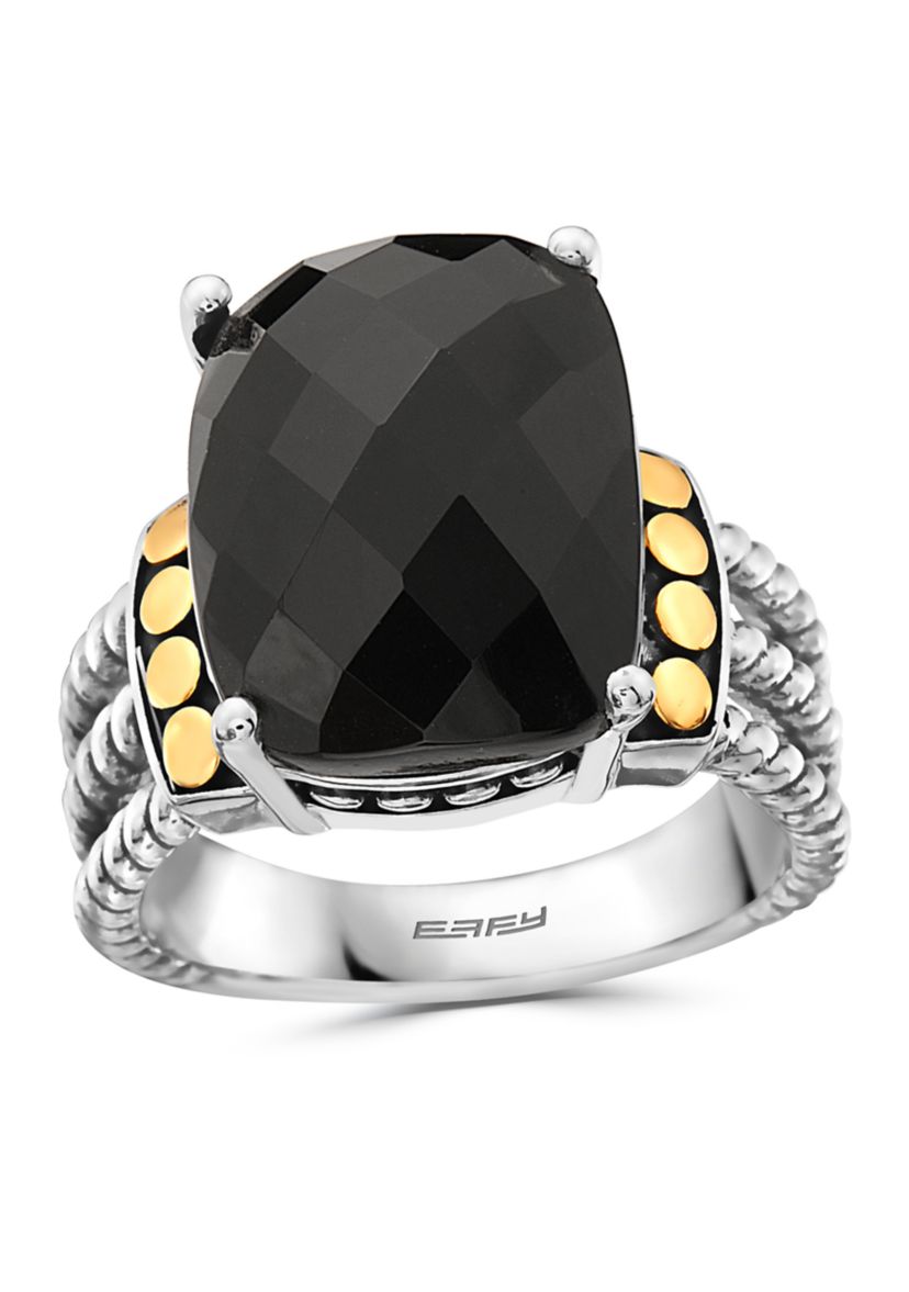 9.85 ct. t.w. Black Onyx Ring in 14K Yellow Gold and Sterling Silver