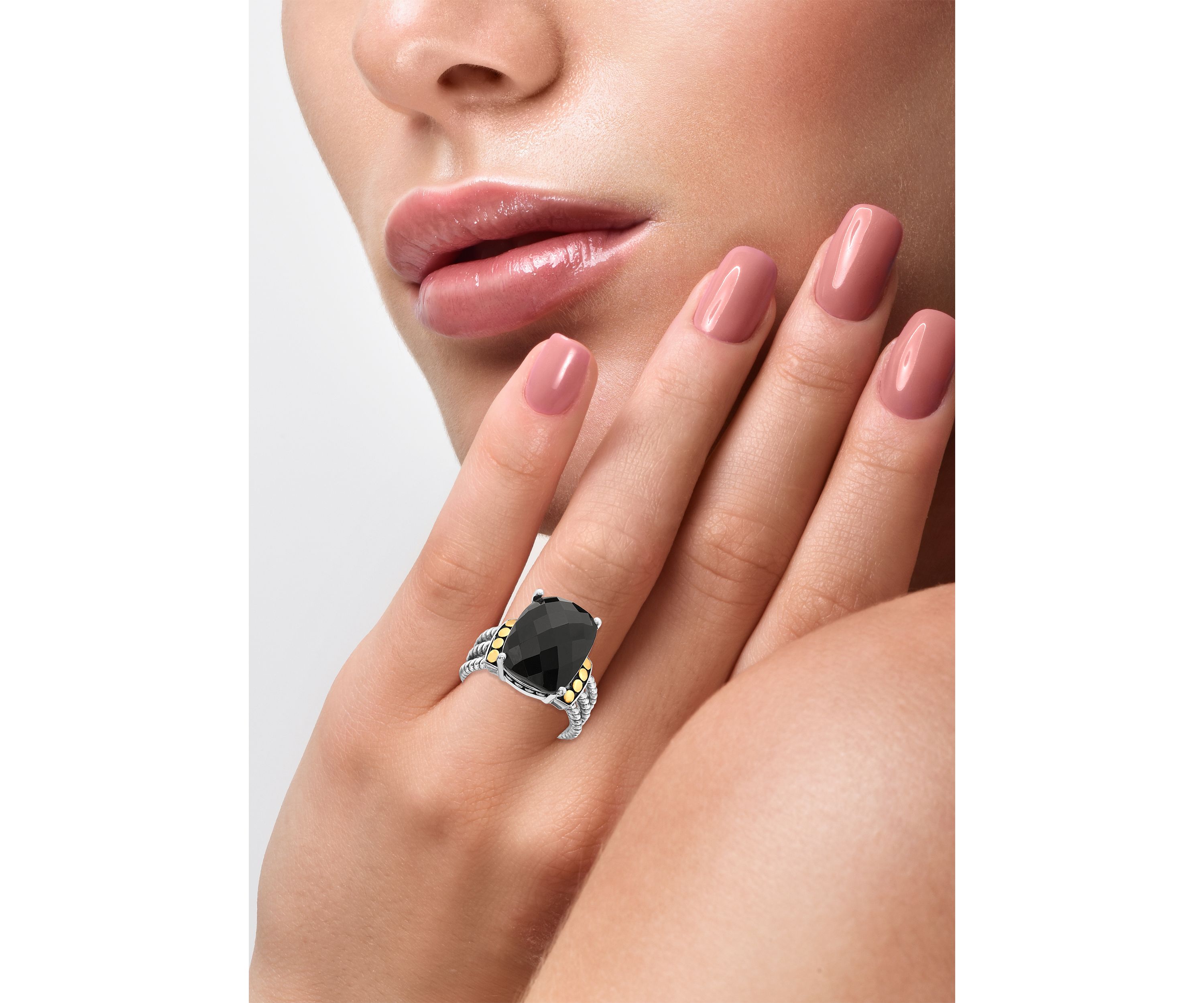 9.85 ct. t.w. Black Onyx Ring in 14K Yellow Gold and Sterling Silver