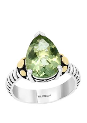 Effy 4.9 Ct. T.w. Green Amethyst Ring In Sterling Silver Over 18K Yellow Gold