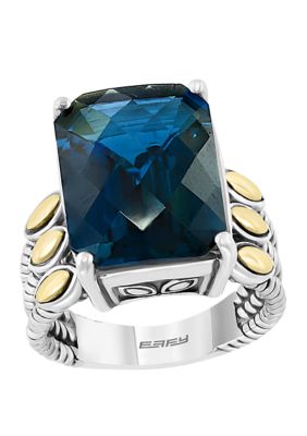 Effy 11.3 Ct. T.w. London Blue Topaz Ring In Sterling Silver Over 18K Yellow Gold, 7 -  0617892728211